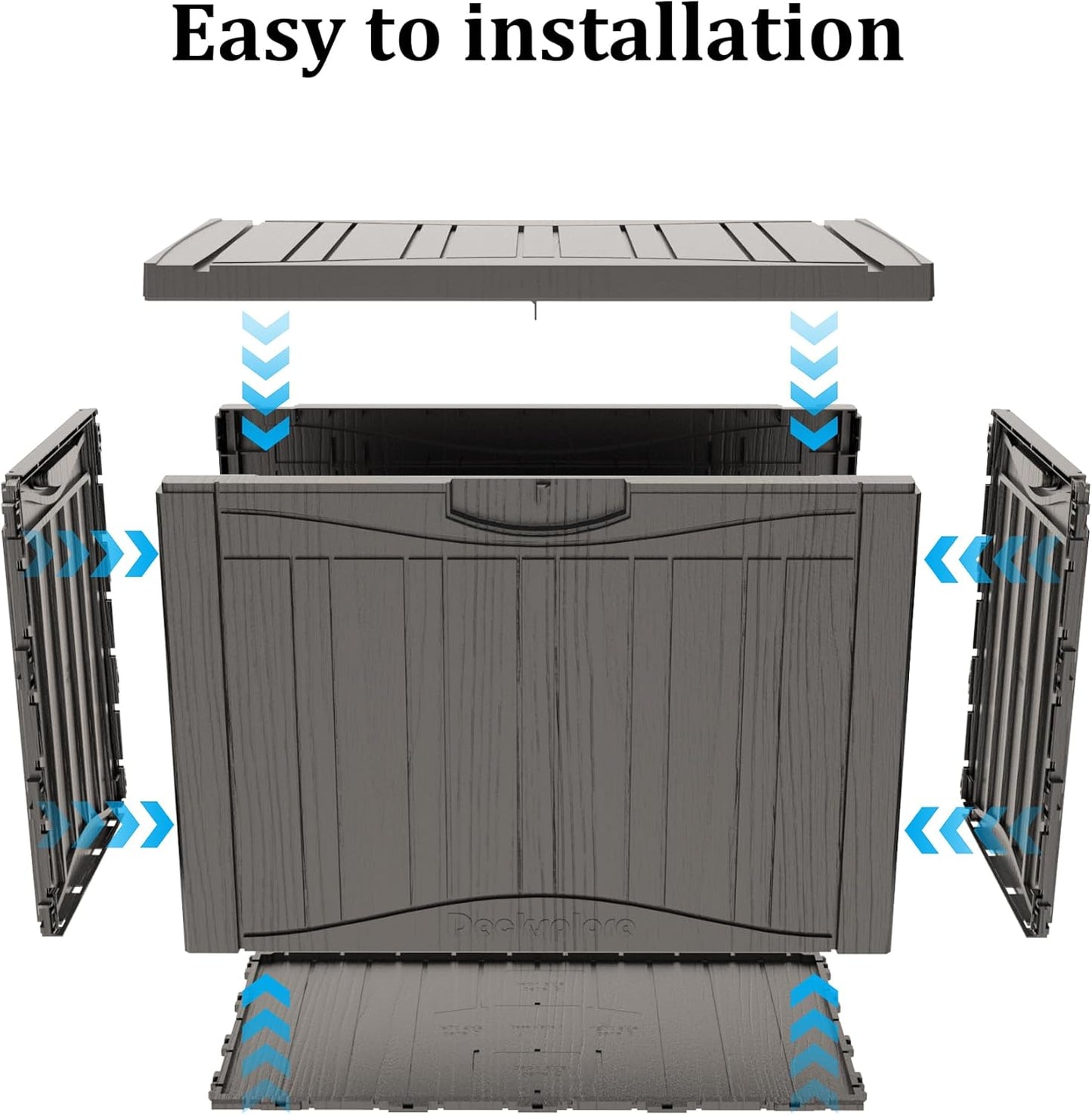 45 Gallon Deck Box, Resin Outdoor Indoor Waterproof Storage Box, Lockable Storage Box With Handle for Patio Furniture - Garden Tools - Swimming Pool Tools UV-Resistant, Brown