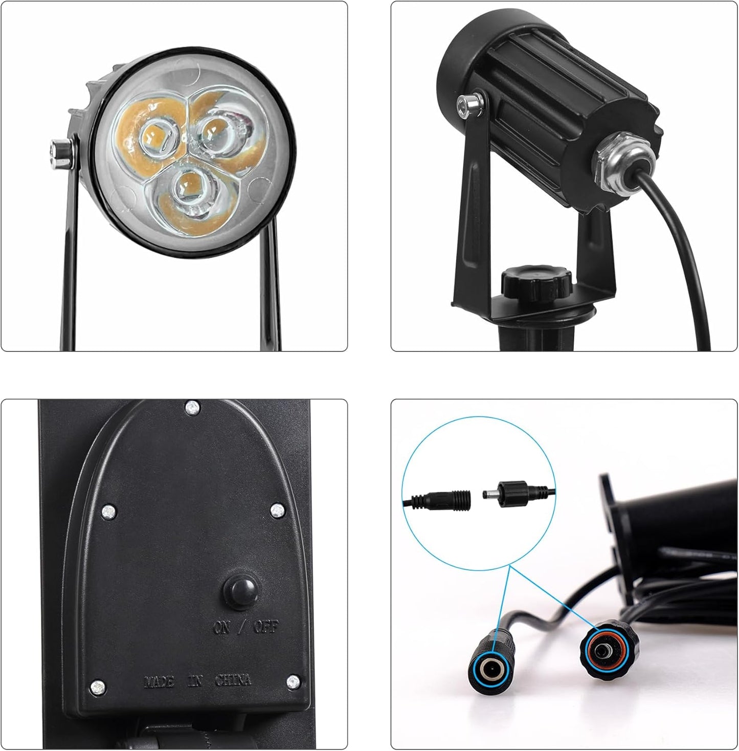 Solar Spot Lights Outdoor, 2-in-1 Solar Landscape Spotlights IP65 Waterproof 9.8ft Cable,Auto On/Off Outdoor Wall Lights for Garden Yard Driveway Porch Walkway Pool(6000K White)