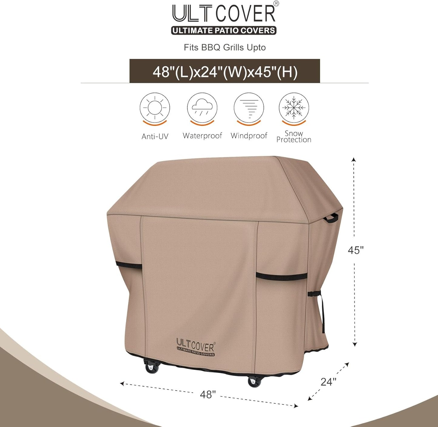 ULTCOVER Waterproof Grill Cover 48 inch, Heavy Duty BBQ Cover for 2-3 Burners Outdoor Gas Barbecue Grill