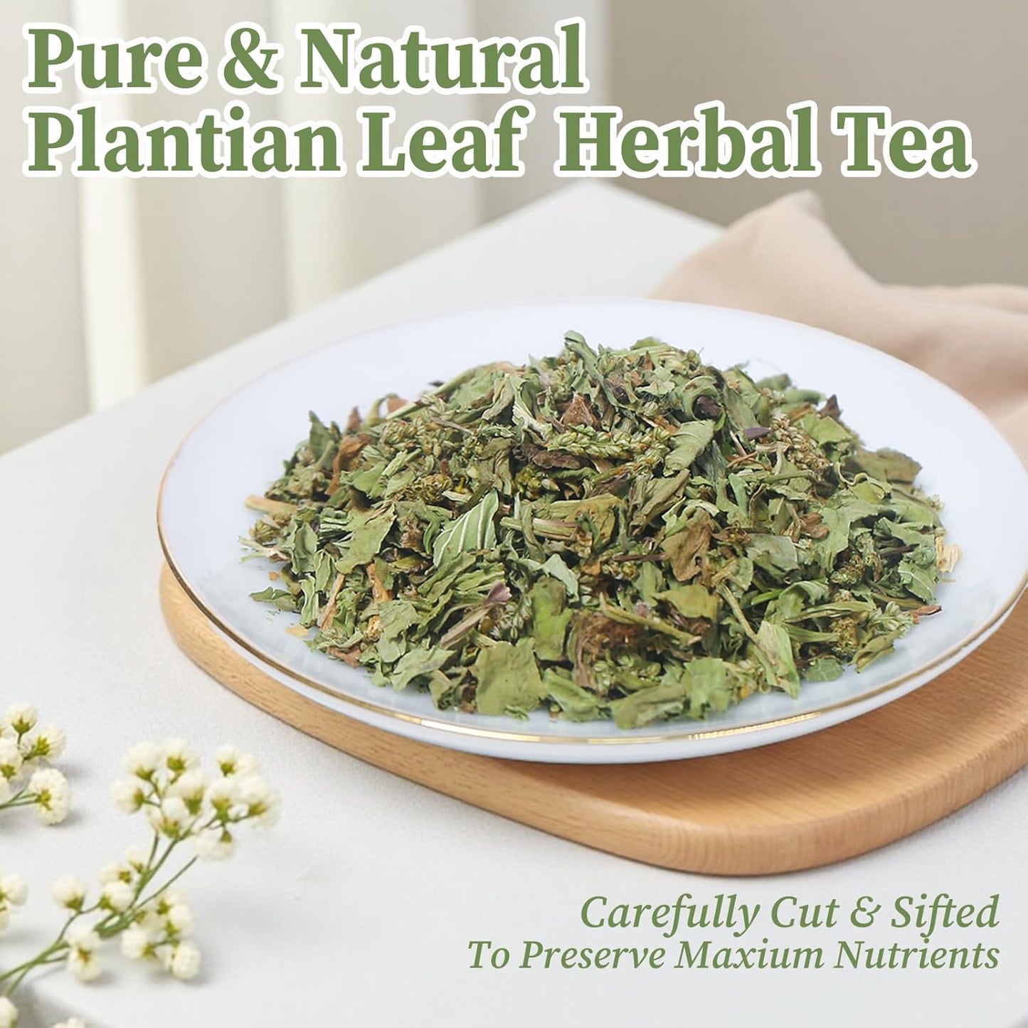 FullChea - Plantain Leaf Tea, 4oz/114g - Broadleaf Plantago Major Herbal Tea - Non-GMO - Caffeine-free - Support Respiratory Health & Aids Digestion