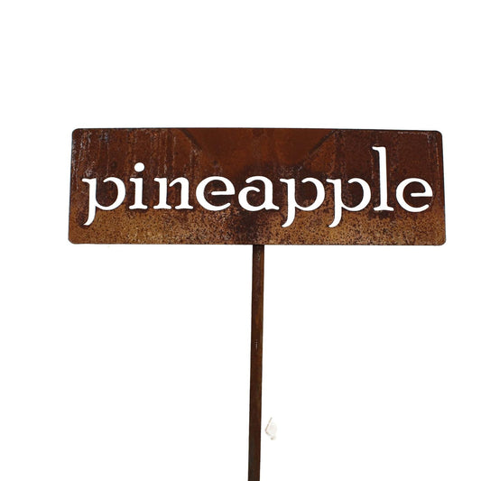 Classic Metal Garden Markers 19 Inches Tall (pineapple, Naturally Rusted)