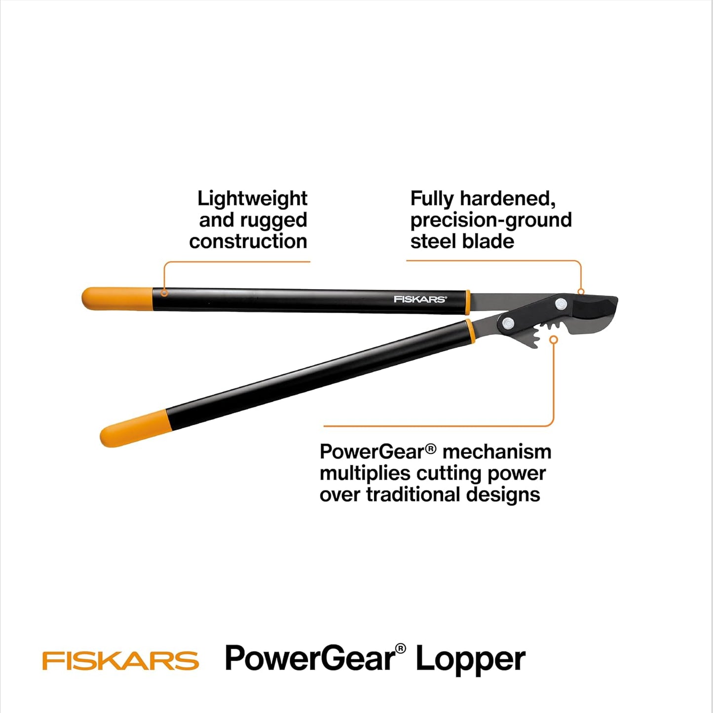 Fiskars 32-Inch PowerGear Loppers for Tree Trimming, Heavy-Duty, Sharp Bypass Steel Blade Tree Branch Cutter up to 2-Inch Diameter Cut Capacity, Hand Loppers