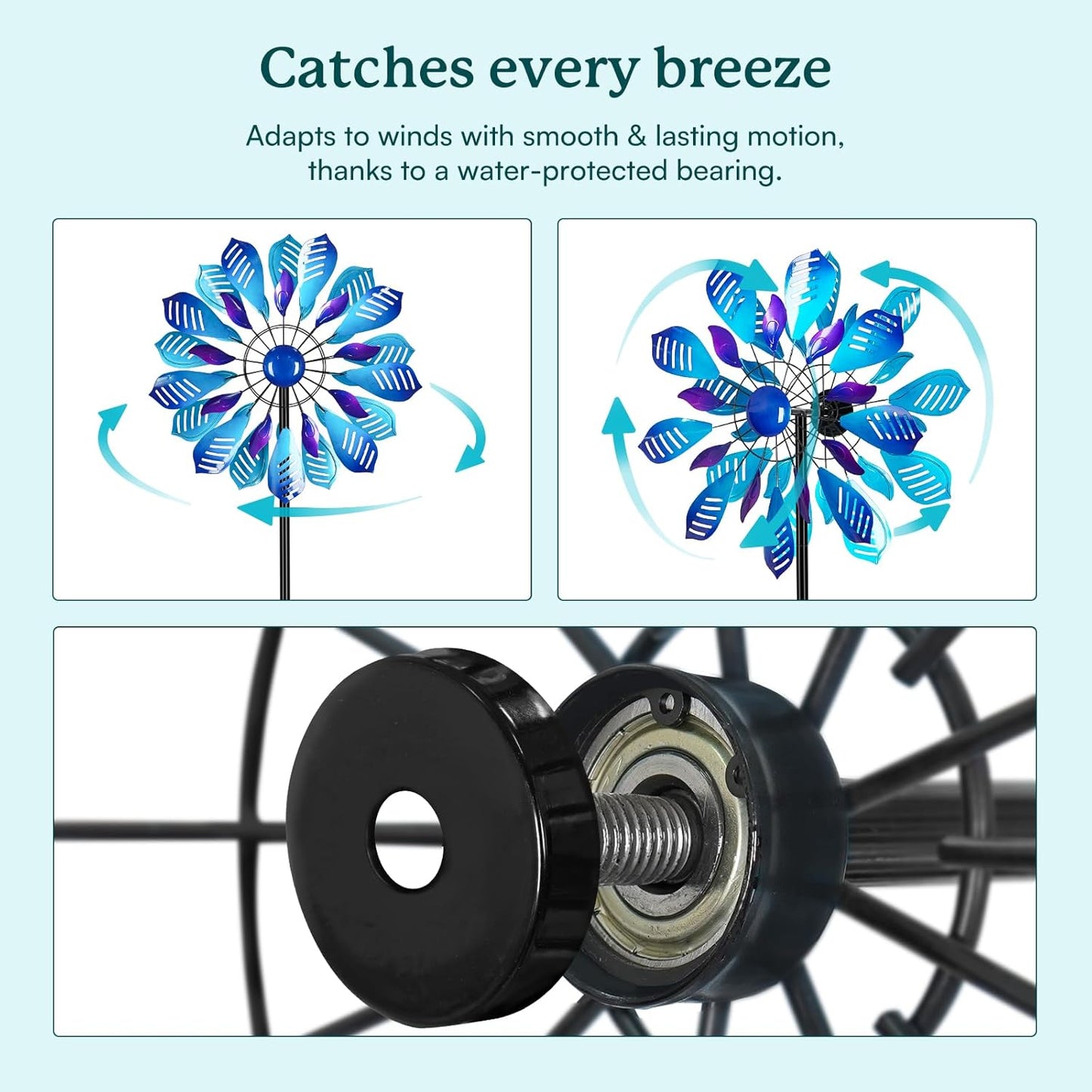 Garden Wind Spinners Outdoor, Metal Yard Spinner, Large Wind Spinner, Gift for Family Friends(84'' H x 24'' W)