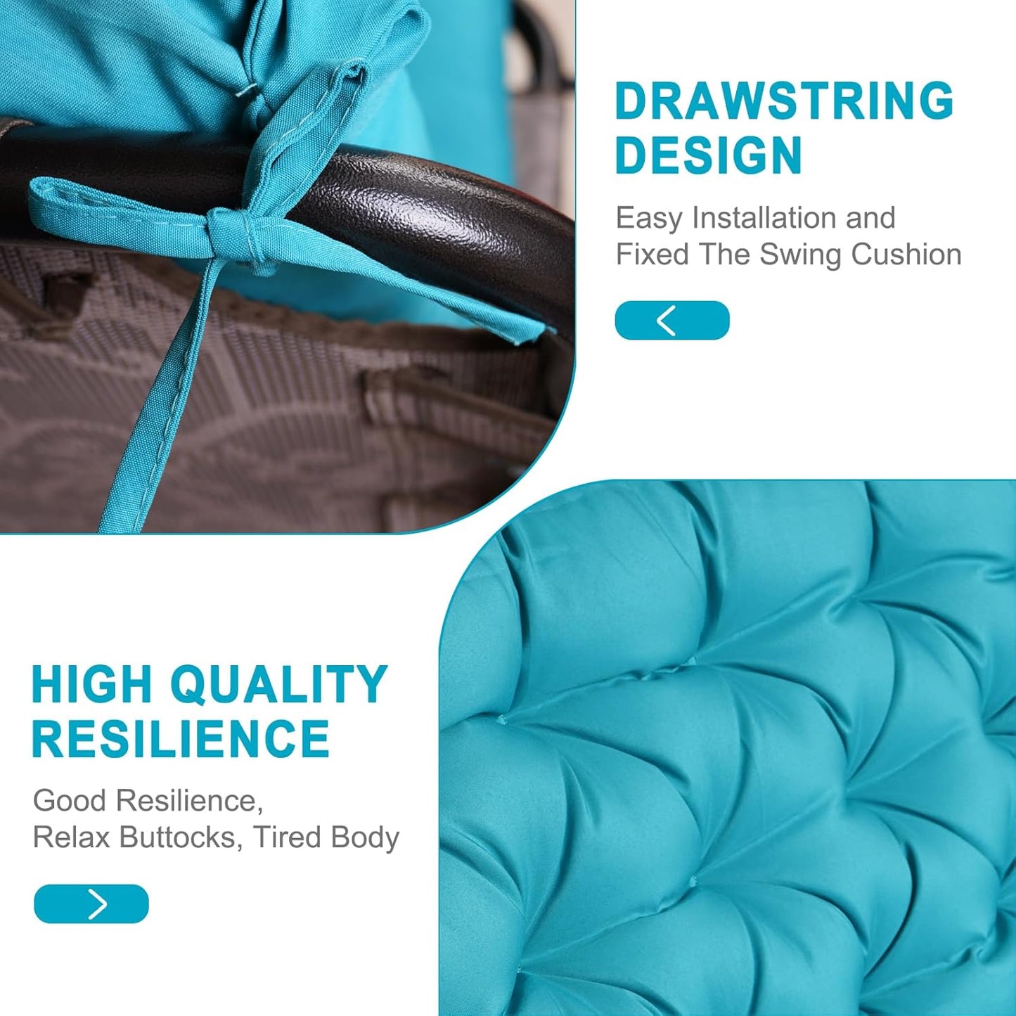 Outdoor Swing Cushions,Waterproof Swing Cushions 3 Seater Replacement with Backrest,Outdoor Thickened Bench Cushion with Ties for Porch,Patio,Backyard,Garden (Lake Blue 60 * 40 in)