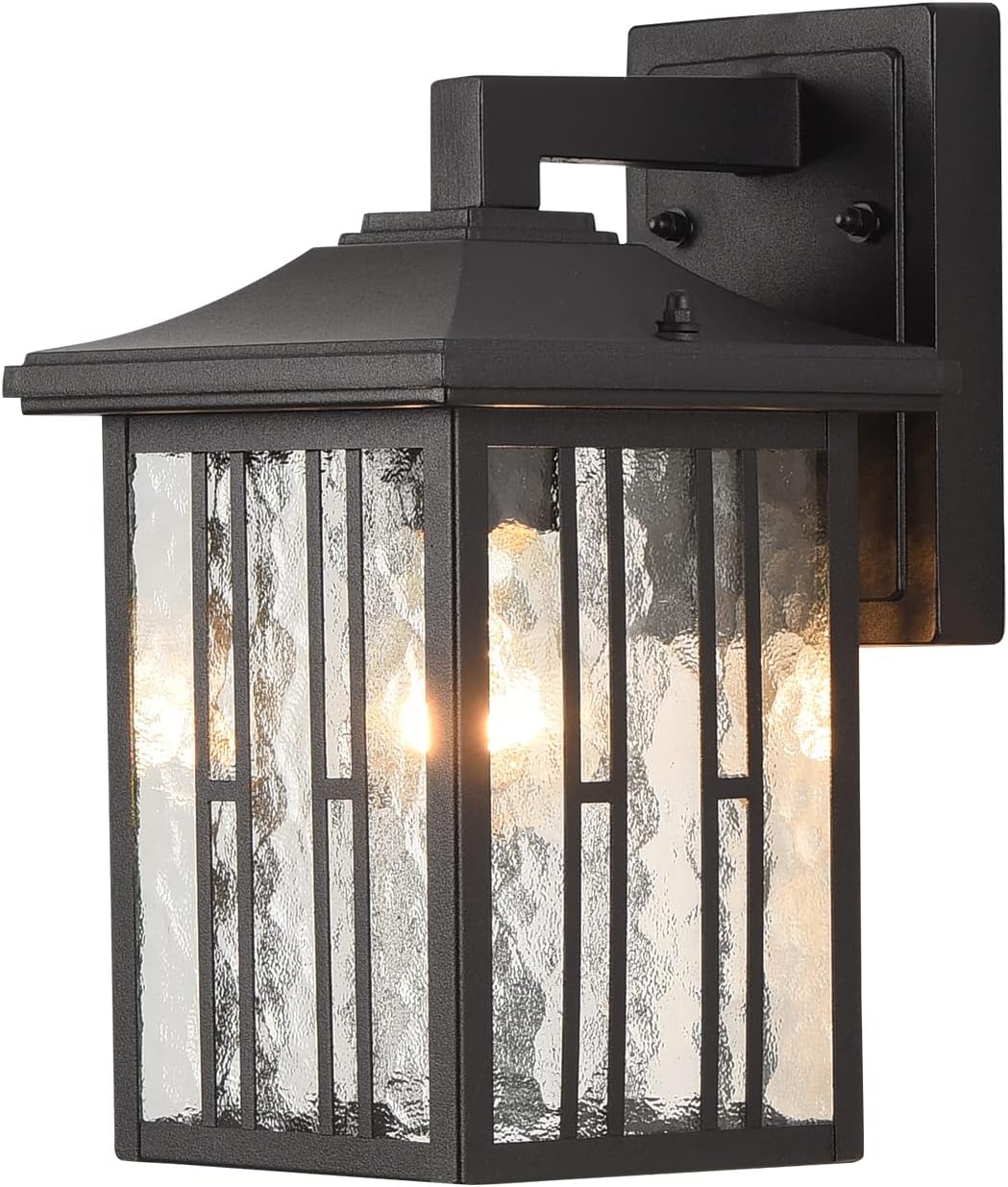 Outdoor Wall Light, Matte Black Porch Light Fixtures, Waterproof Outside Wall Lantern, Anti-Rust Exterior Wall Mount Sconce with Water Glass for House Garage Patio