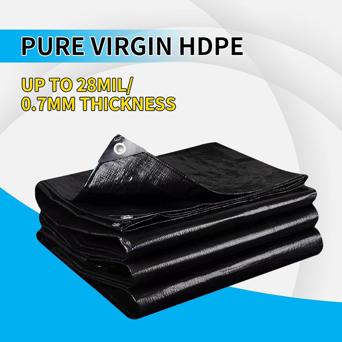 30X30FT Reinforced PE Pond Liner, 28Mil Thickness Pond Liners for Outdoor Ponds, Hemmed Edge with Buttonholes Liners for KOI/Fish, Duck Pond and Waterscape.