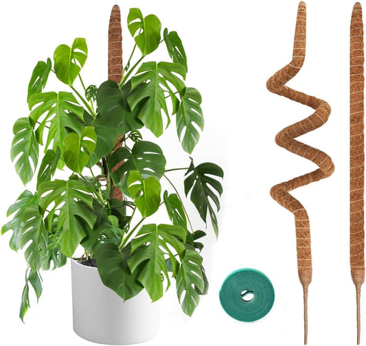 2 Pack Moss Pole, 28 Inch Bendable Moss Poles for Plants Monstera for Climbing Plants, Handmade Coco Coir Pole Plant Sticks Support Stakes for Indoor Plants Plant Grow
