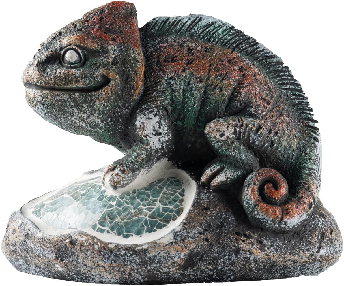Solar Chameleon Garden Statues Outdoor Decor Resin Chameleon Figurine with Solar Light for Patio,Balcony,Yard,Lawn Ornament,Perfect Garden Gift