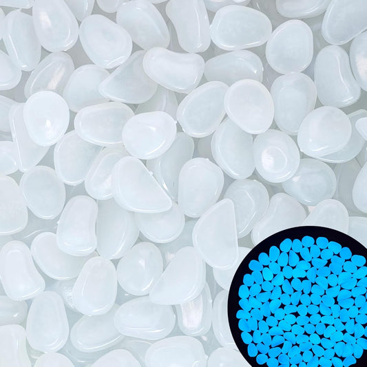 3.5LB 25-27mm Glow Pebbles Glowing Rocks for Garden Decoration 25-27mm Luminous Stones Glowing Stones for Driveway Landscape Walkway,White