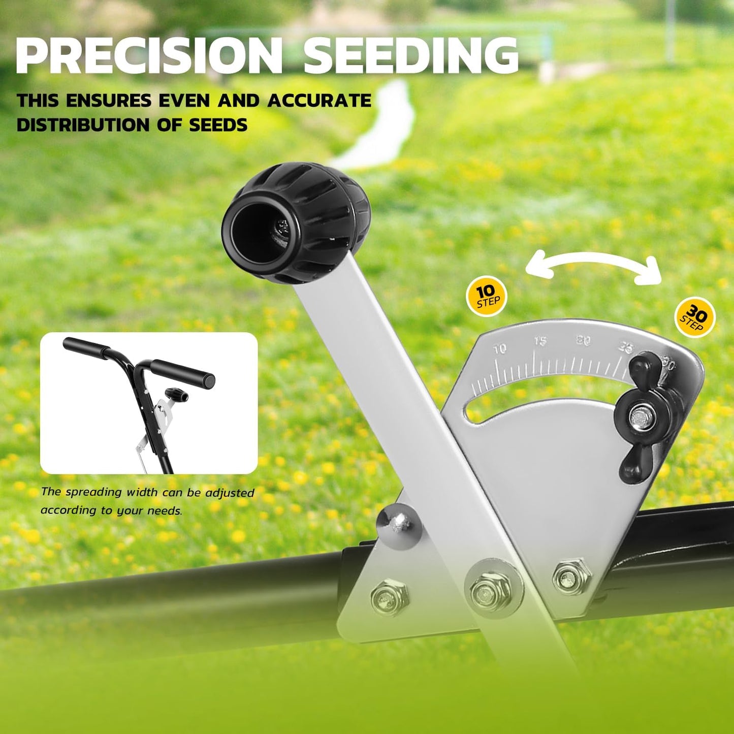 DNA MOTORING Walk Behind Push Broadcast Spreader,125 LB / 60L Capacity, Multi Use Tool for Fertilizer, Grass Seed, Salt, Ice Melt, Lawn and Garden Seeder, with Wheels, TOOLS-00611