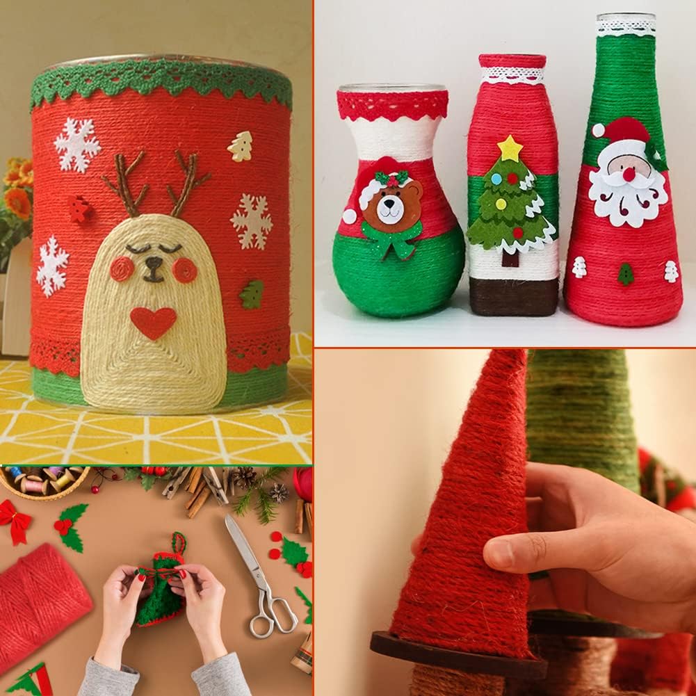 Tenn Well Red Jute Twine, 328 Feet 3mm Thick Craft Twine Packing String for Gift Wrapping, Gardening, DIY Projects