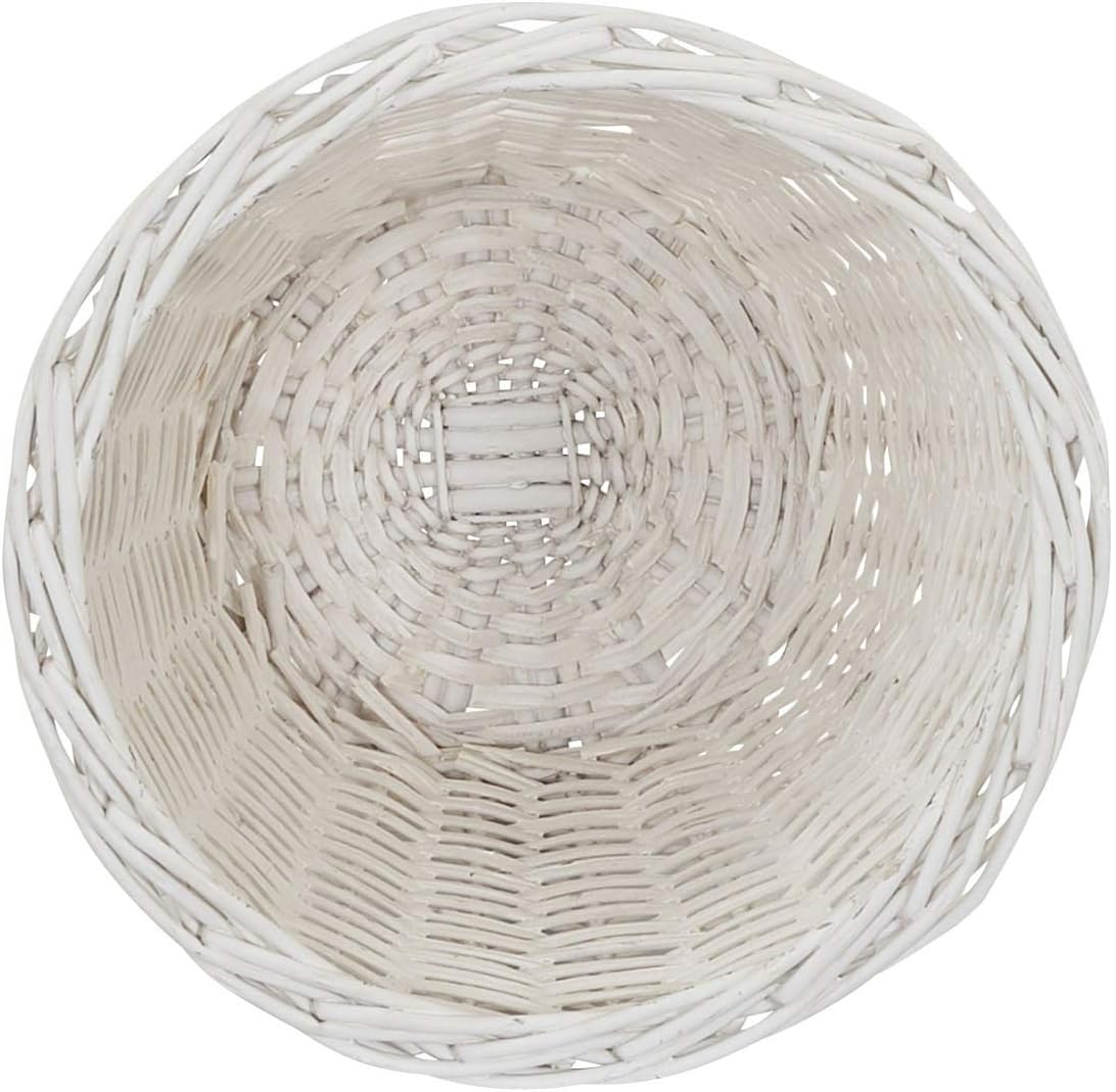 Household Essentials Wicker Waste Basket, Willow Weave Painted White, Includes Plastic Liner, Great as a Waste Basket or Decorative Planter, White