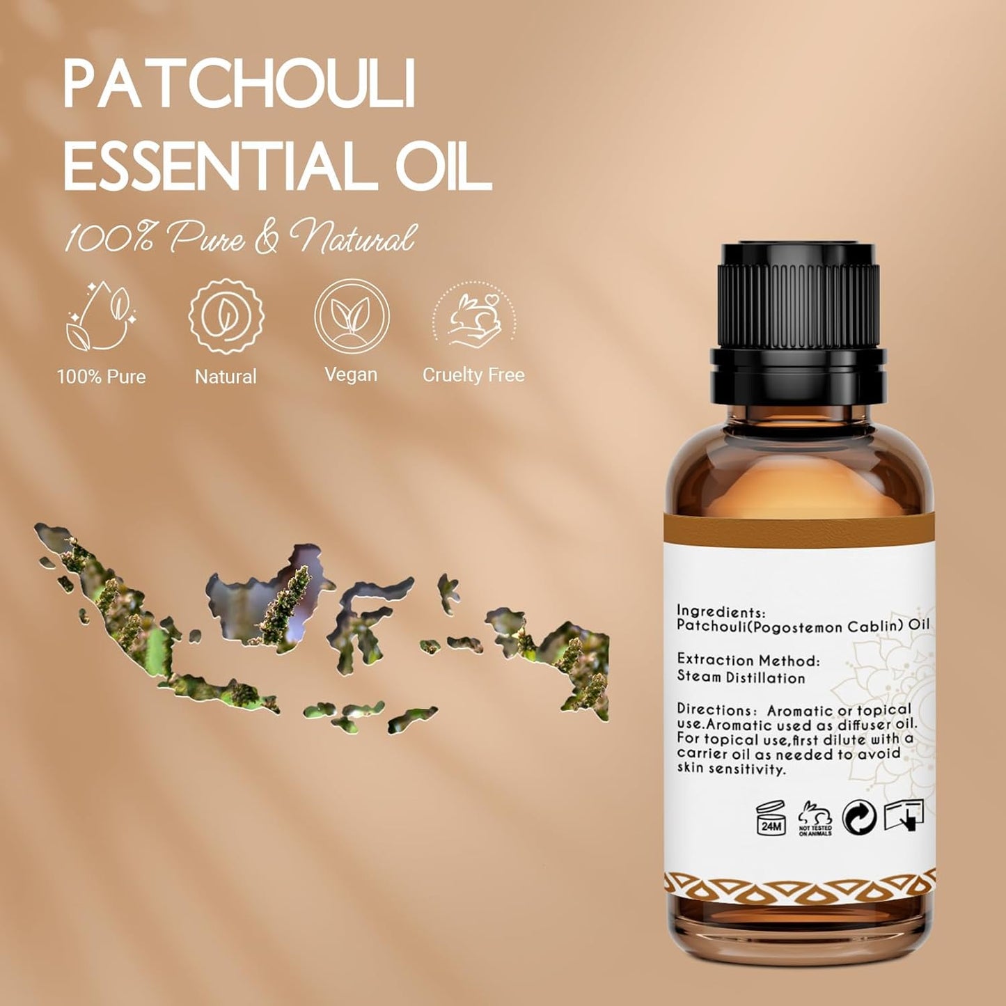 Patchouli Essential Oil for Skin Hair Diffuser, 100% Pure Natural Patchouli Oil for Room Spray, Roll On, DIY Candles & Soap Making - 1 Oz