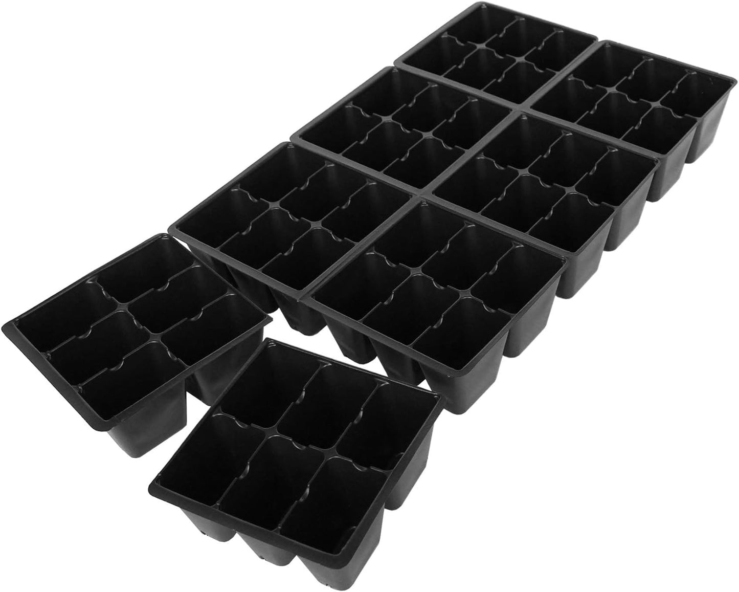 Handy Pantry Black Plastic Garden Tray Inserts - 20 Sheet of 48 Planting Pot Cells Each - 2x3 Nested x8 Configuration - Perforated - Nursery, Greenhouse, Gardening