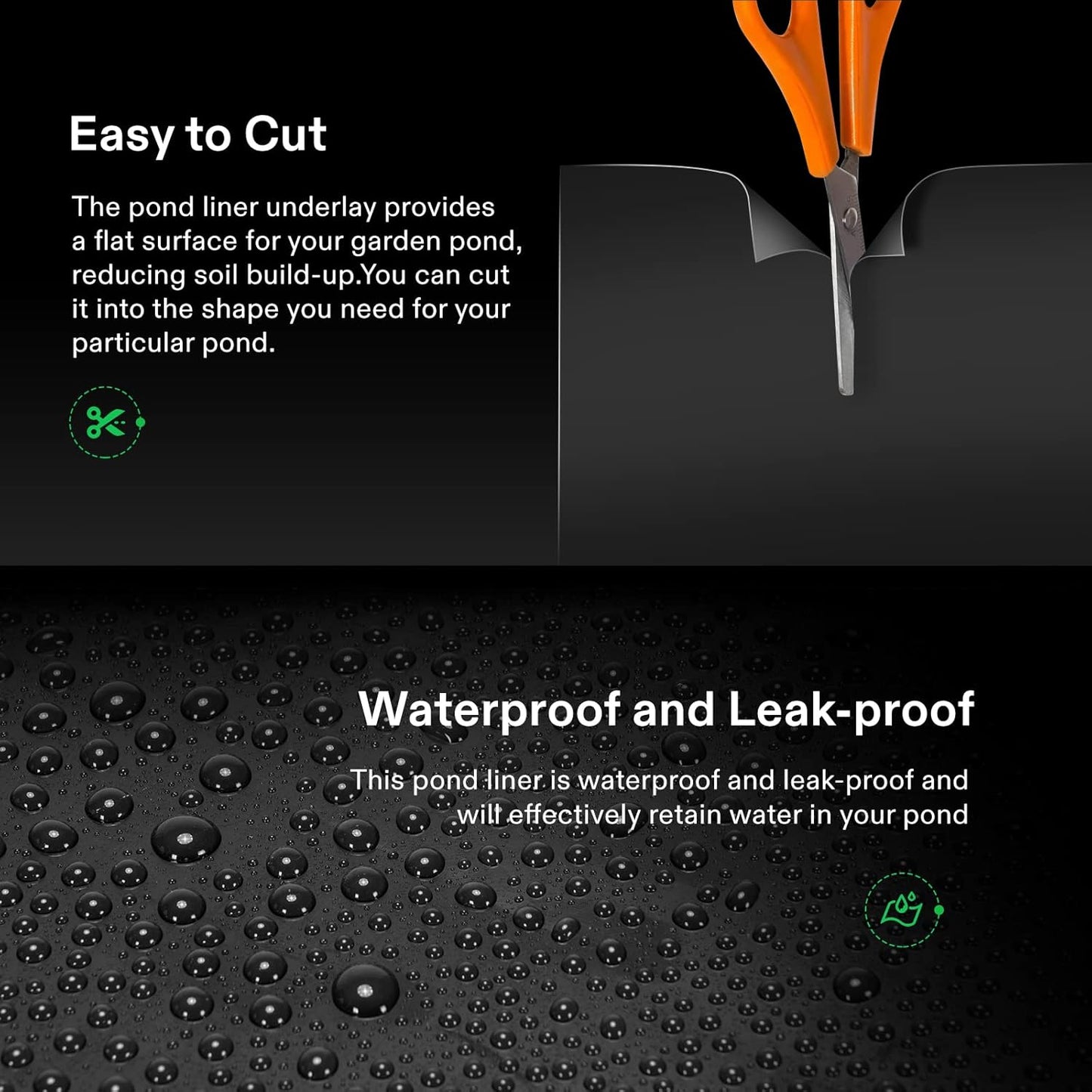 VIVOSUN 10 x 13 Feet Pond Liner, 14.5 Mil Durable LLDPE Pond Liners for Koi Ponds, Aquaculture and Water Gardens, Black