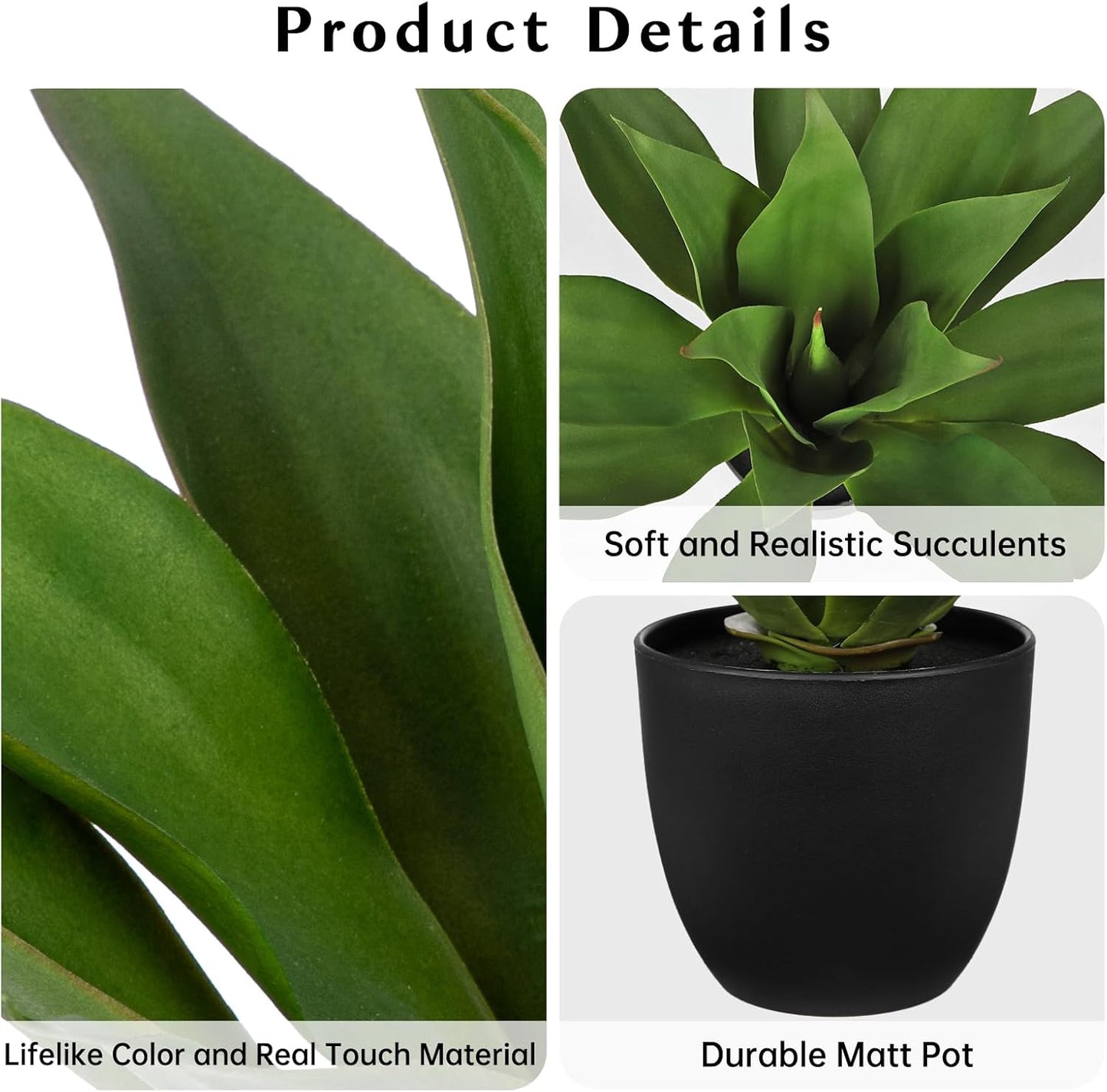 Large Faux Agave Plant 13.4" Fake Plant Artificial Decor Faux Plant Fake Succulent Plants in Pot Realistic Agave Plant Artificial Potted Plants for Home Living Room Table Office Desk Bathroom Indoor