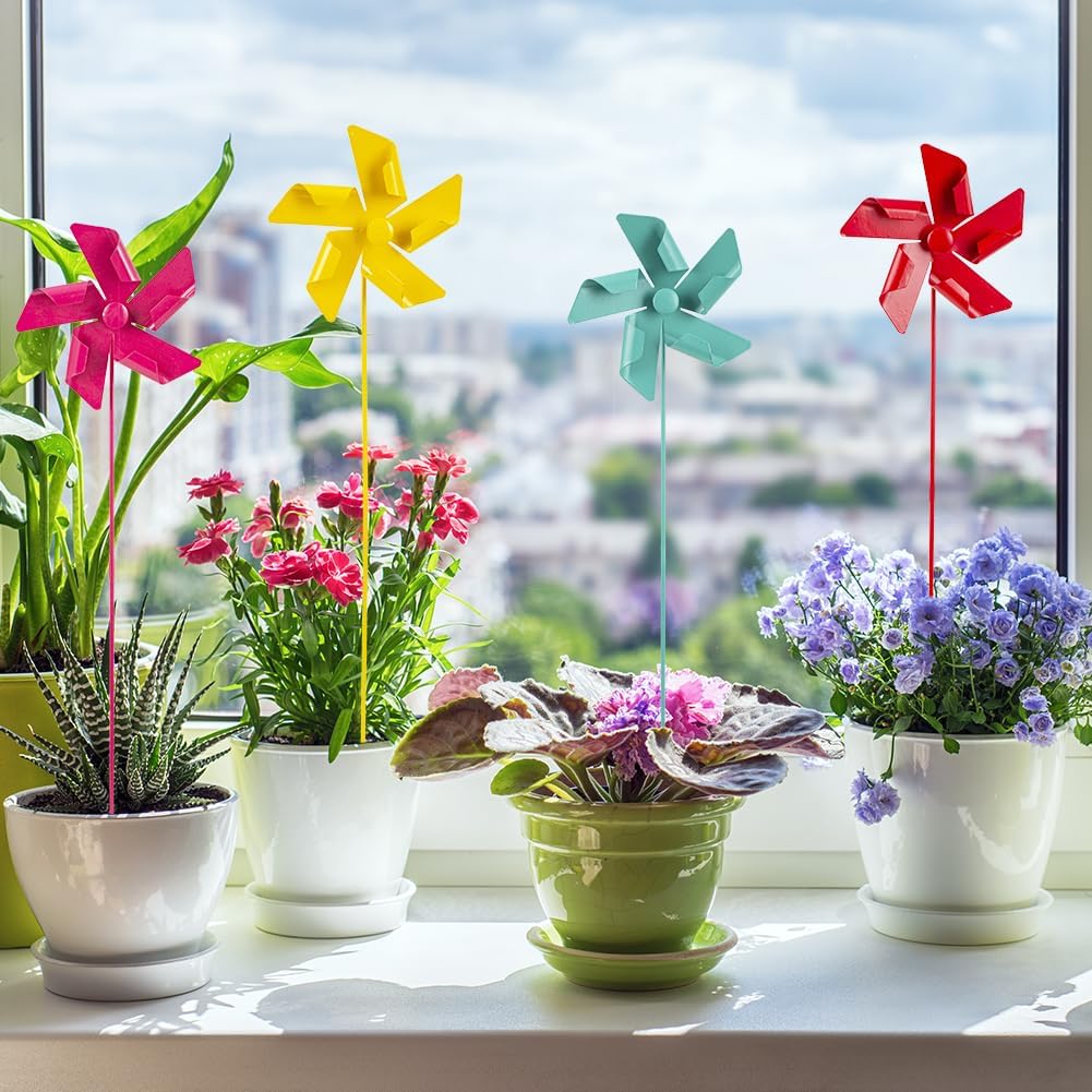 DREAMYSOUL 4 Packs Classic Outdoor Wind Spinners, Small Pinwheel Decorative Garden Stakes, Metal Wind Spinner for Yard and Garden Decor