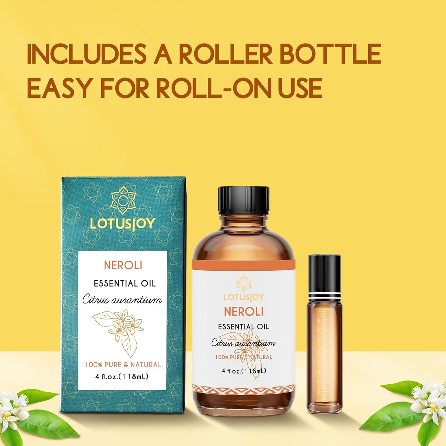 Neroli Essential Oil Organic for Skin Diffuser Room Spray, 100% Pure Bitter Orange Blossom Essential Oil Neroli 4 Oz