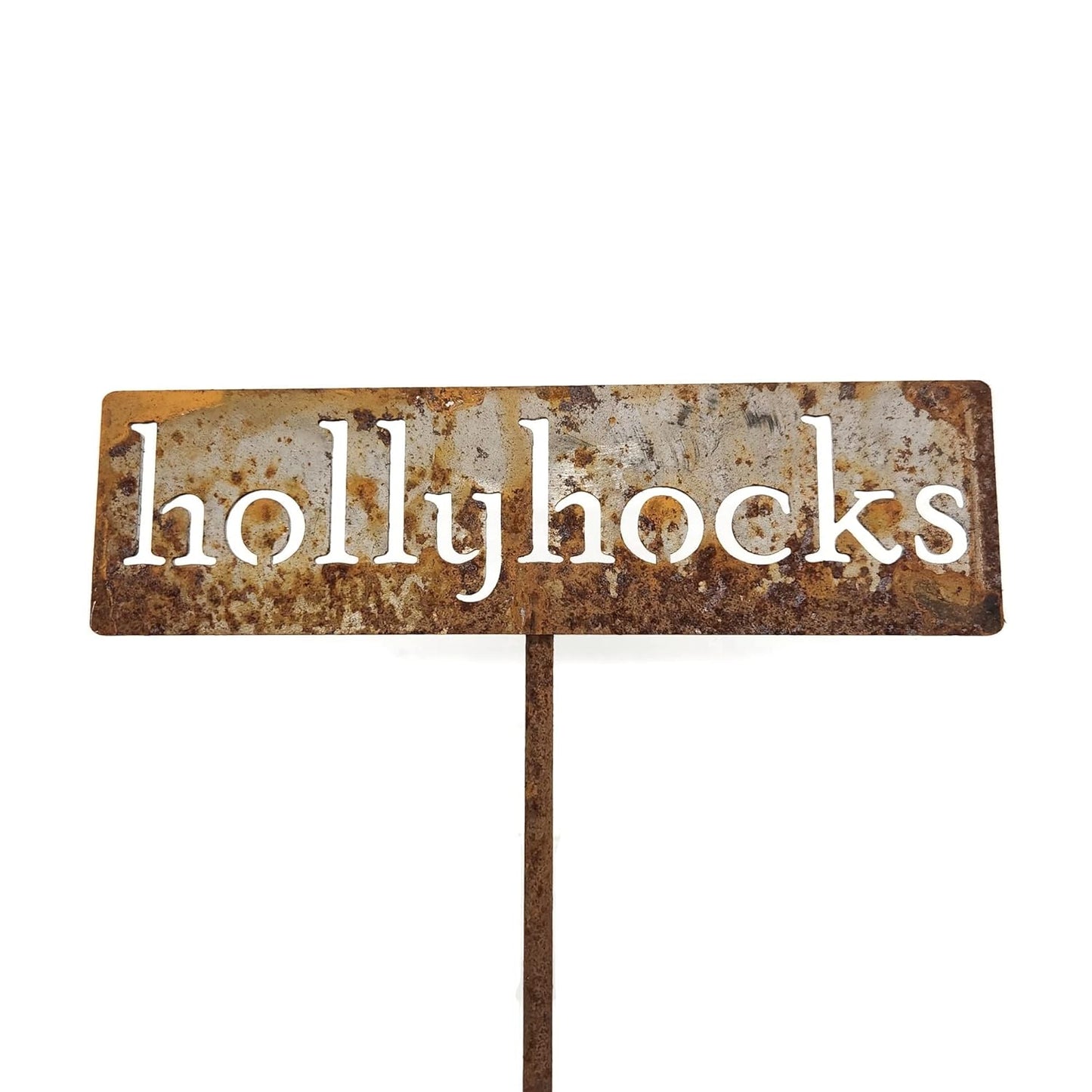 Classic Metal Garden Markers 19 Inches Tall (hollyhocks, Naturally Rusted)