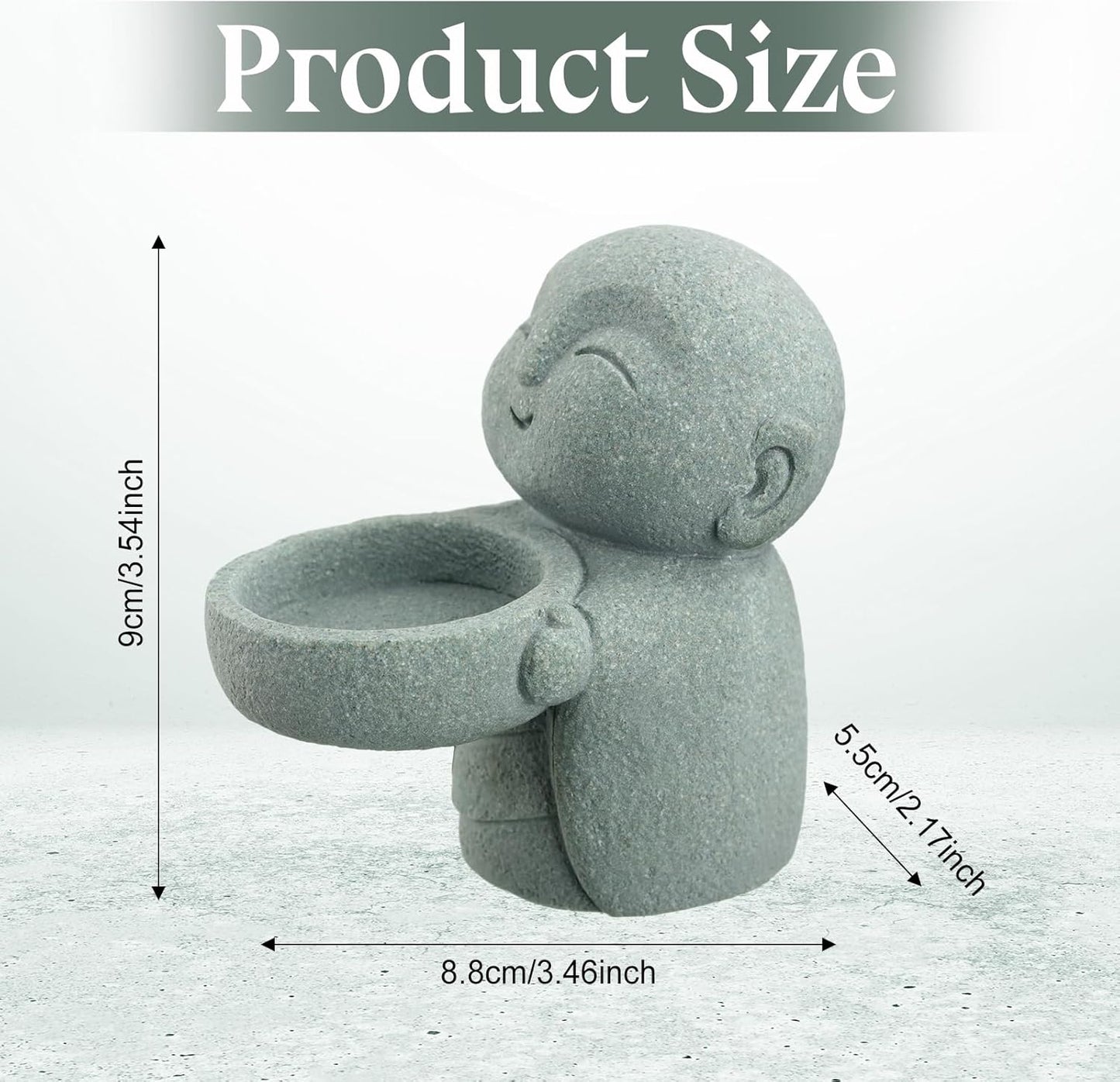 Buddha Sandstone Statues, Zen Monk Praying Statue Sculptures Ornament for Wealth Good Luck Feng Shui Decor Home Office Car Decoration(Jizo Monk)