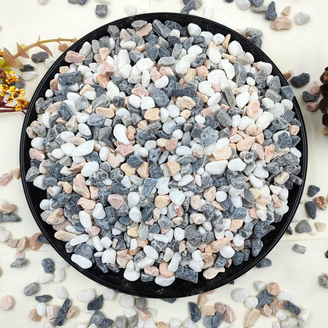 5LBS Succulent and Cactus Gravel Pebbles, 1/5 Inch Natural Decorative Polished Stones, River Rocks for Vases, Aquariums, Terrarium and Outdoor Gardening, Mixed Color