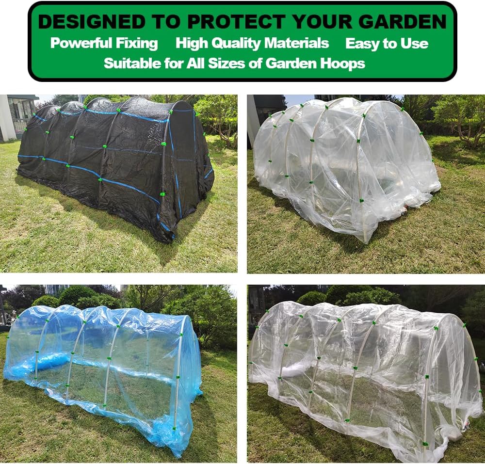 Greenhouse Clamps for3/4-1 Inch PVC Pipe, Greenhouse Hoops,Support Frame, Grow Tunnel,Plant Support Garden Stakes.For Fixing Plant Cover, Garden Plastic Sheeting, Film Row Cover, Net.
