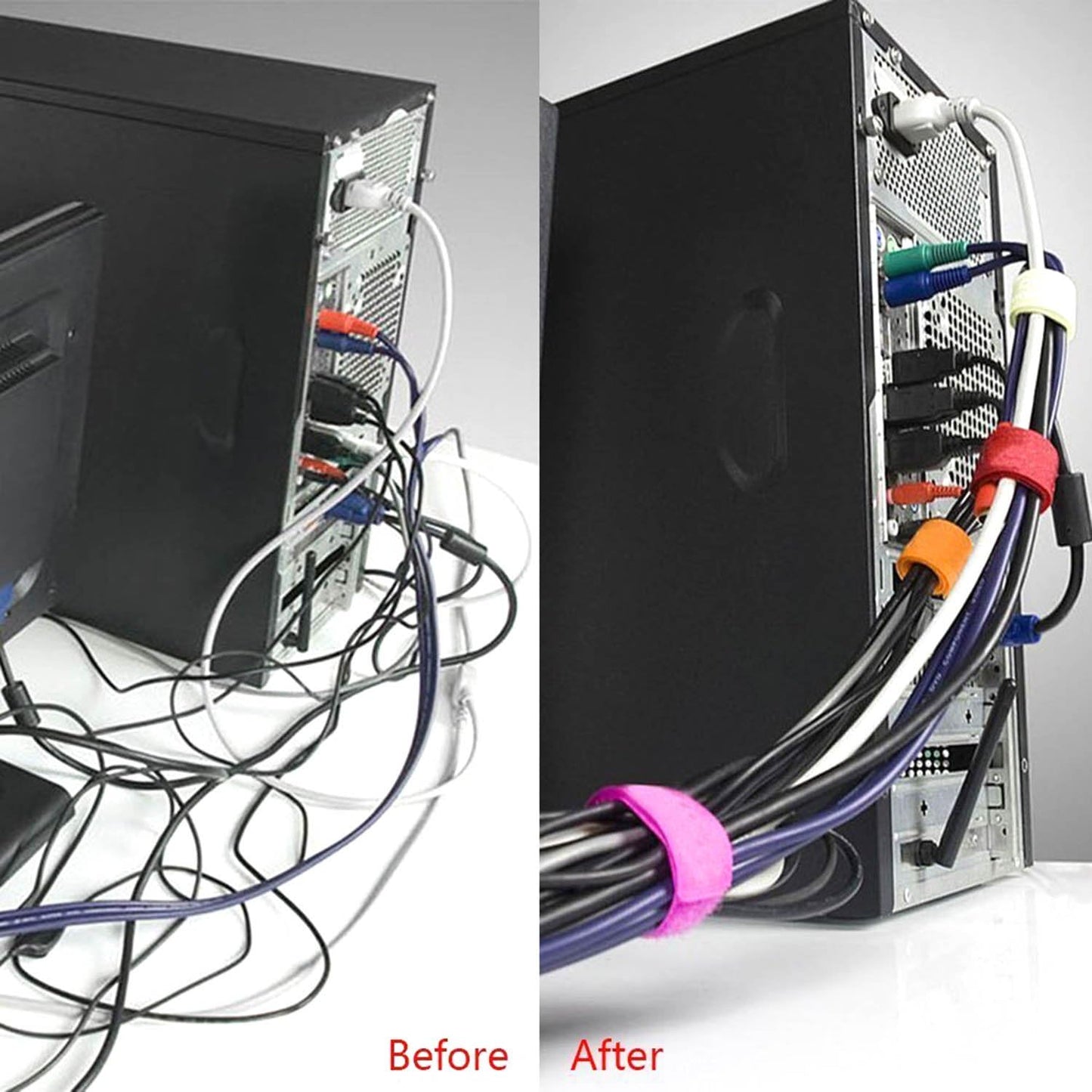 Reusable Fastening Tape Cable Ties 3/4 Inch Double Side Hook Roll (25 Yard, Black Upgraded Version)