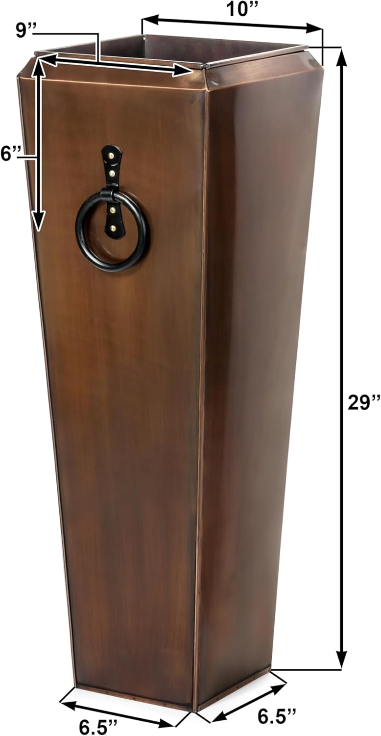 H Potter Tall Outdoor Planters Copper Large Flower Pots Indoor for Patio Balcony Garden Deck Front Porch Entryway (Antique Copper Single Small)