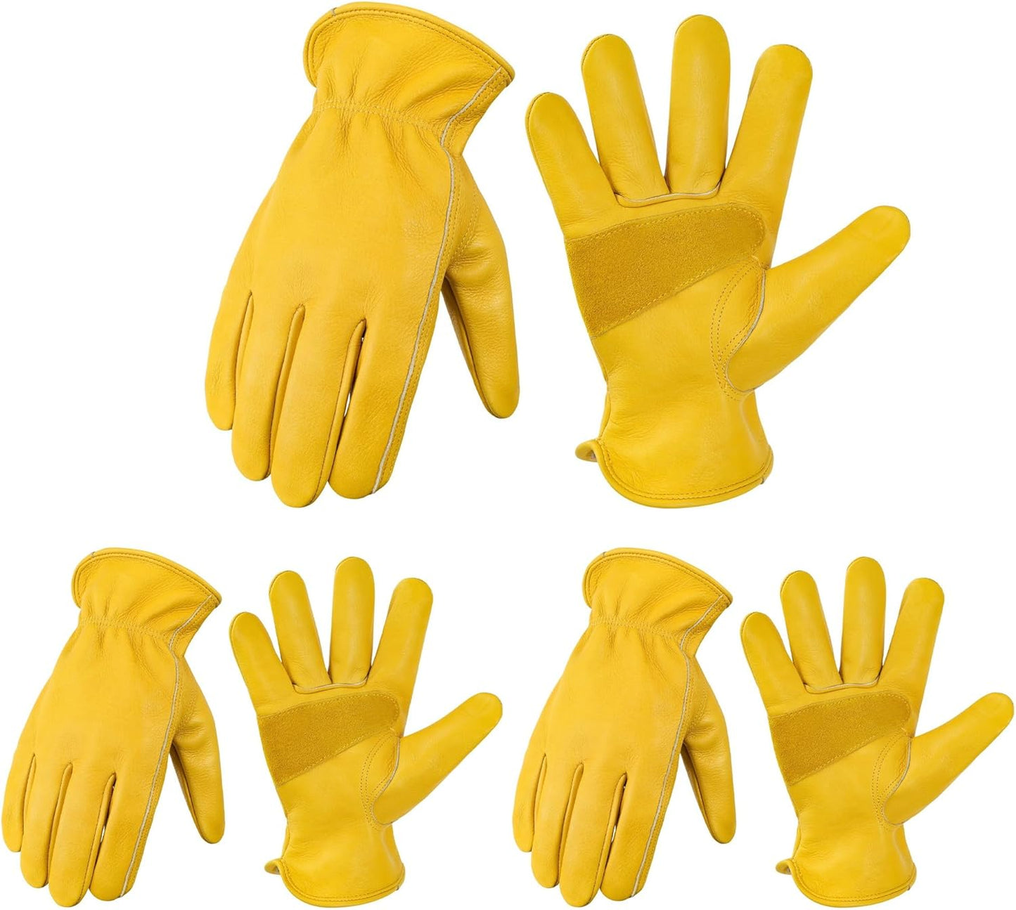 DULFINE Leather Work Gloves for Men & Women, Reinforced Durable Gardening Gloves,Cowhide Work Gloves,Puncture & Cut Resistant
