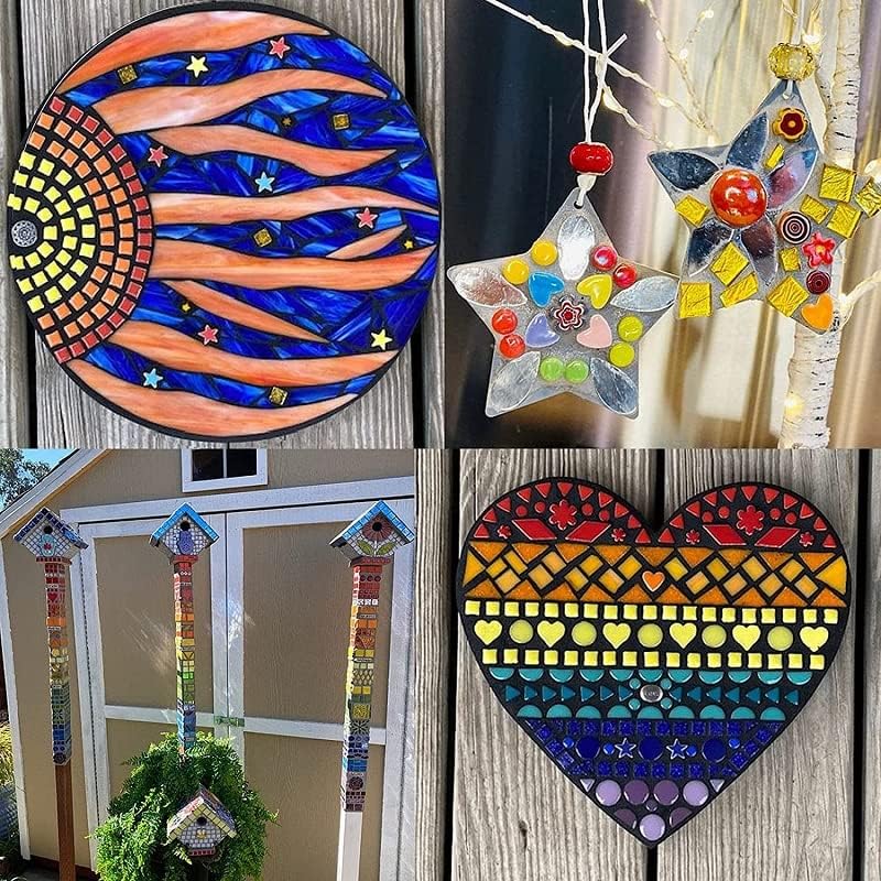 500g/1.1lb Random Color Irregular Ceramics Mosaic Tiles,DIY Making Creative Ceramic Mosaic Tiles for DIY Craft Plates Flowerpots Vases Cups Mosaic Making Supplies (Heart)