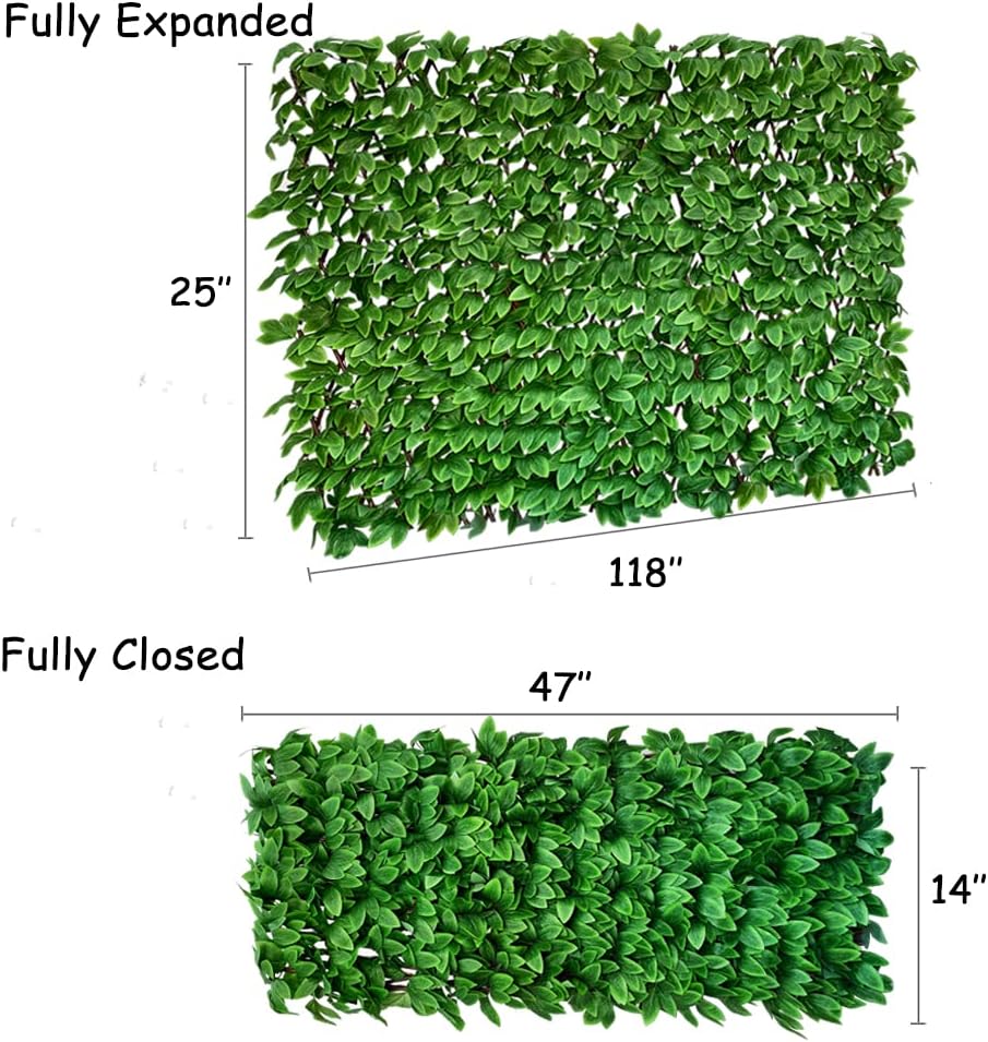 Expandable Fence Privacy Screen for Balcony Patio Outdoor,Decorative Faux Ivy Fencing Panel,Artificial Hedges (Single Sided Leaves) (1, Peony Leaf)