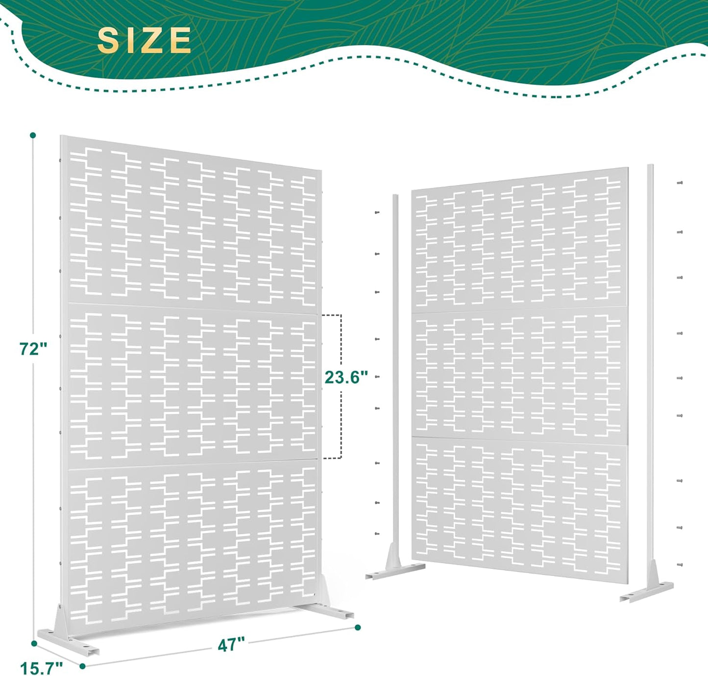 72" H×47" W Metal Privacy Screen Outdoor Privacy Screen Freestanding, Outdoor Privacy Screens and Panels for Patio Lawn Deck(Consists of 3 Panels)