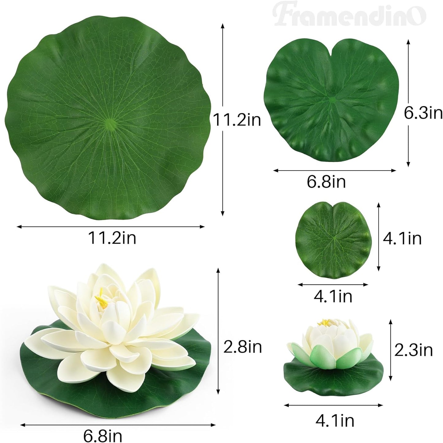 Framendino, 9 Pack Artificial Floating Foam Lotus Flower Decor Realistic Water Lily Pads Ornaments for Ponds Decoration
