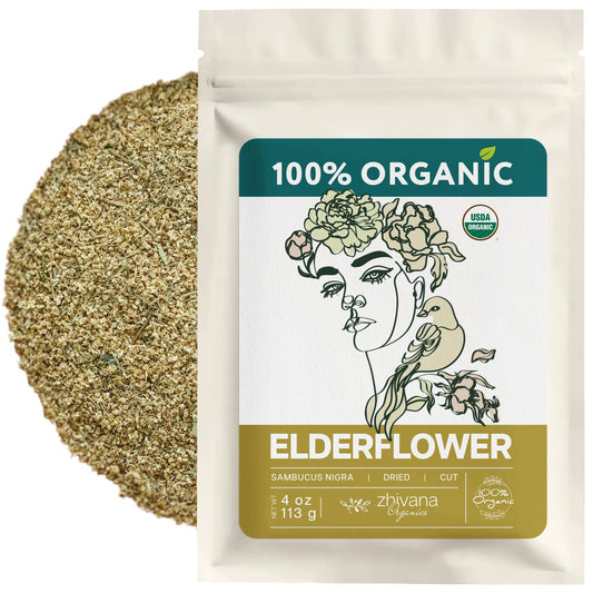 Elderflower Tea Organic (4oz.) - Elder Flowers Dried Herb for Respiratory Health - Loose Leaf Medicinal Tea