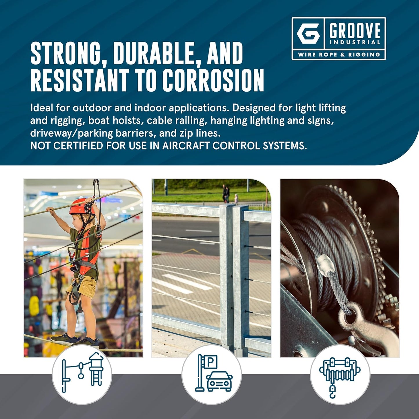 3/16’’ 7x19 Hot Dip Galvanized Aircraft Cable – Steel Wire Rope - 500 Feet