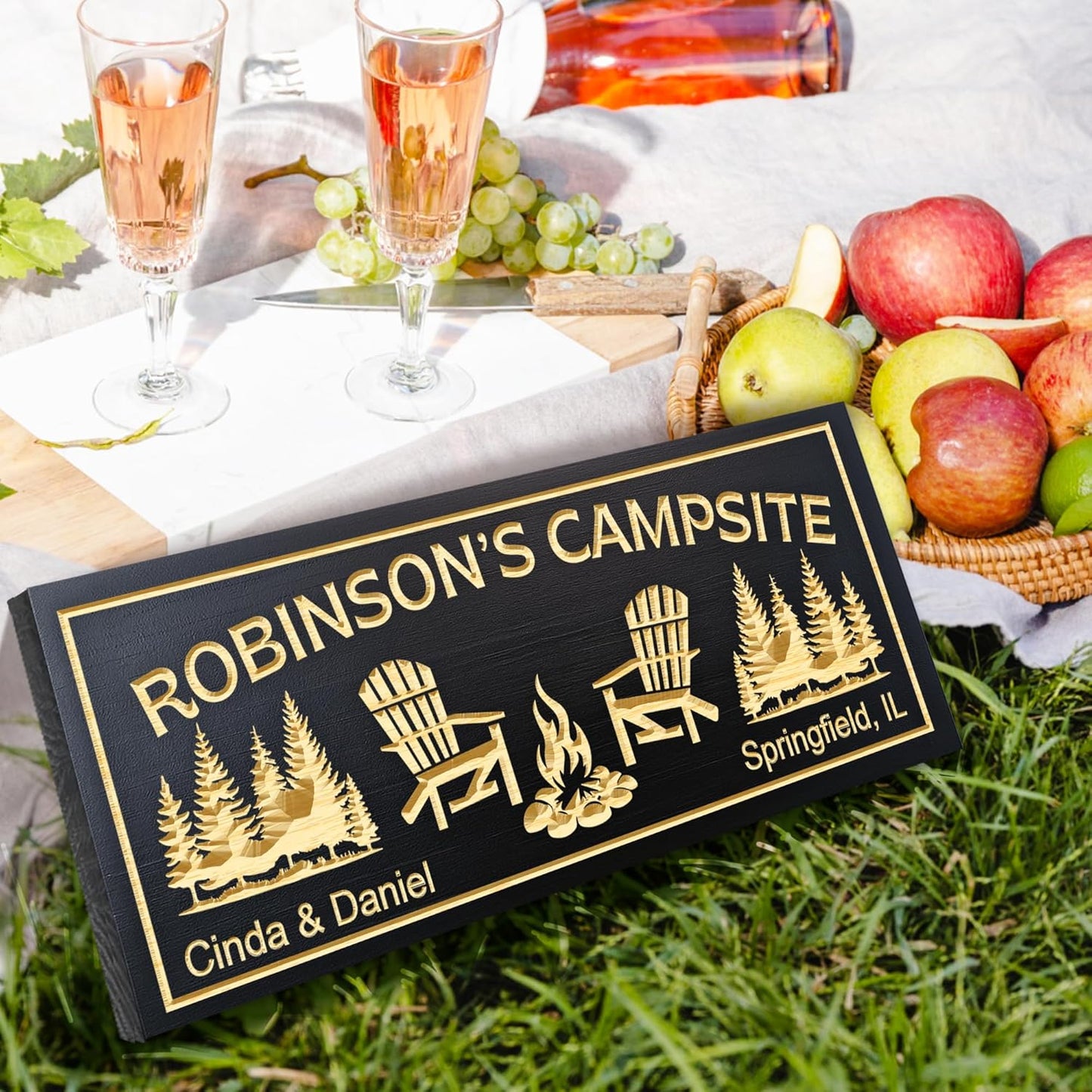 Personalized Wooden Rustic Sign for Campsite - Personalized Family Camping Sign, Outdoor Name Decor, Custom Cabin or RV Family Plaque