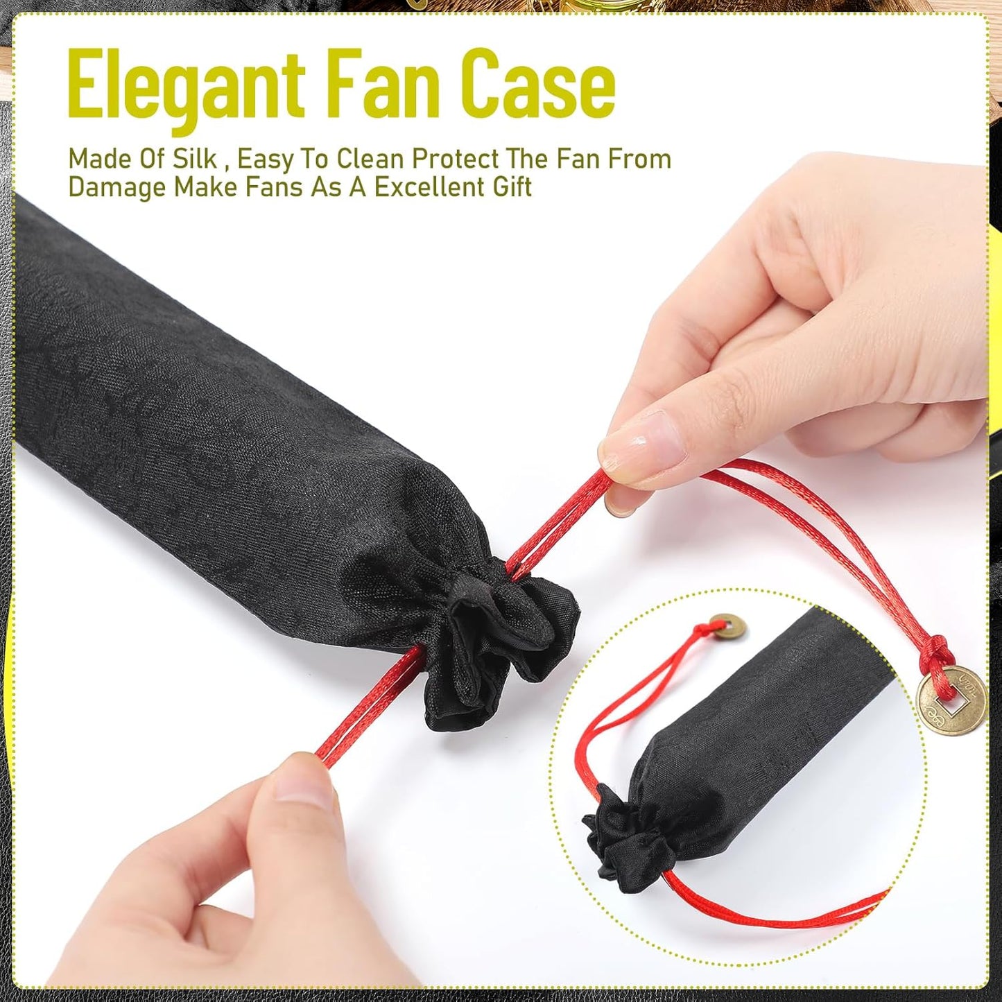 Maitys 2 Packs Large Clap Fans for Line Dancing Large Chinese Folding Hand Fans for Men and Women, Festival, Tai Ji, Kungfu, Martial Art, Gifts (Yellow)