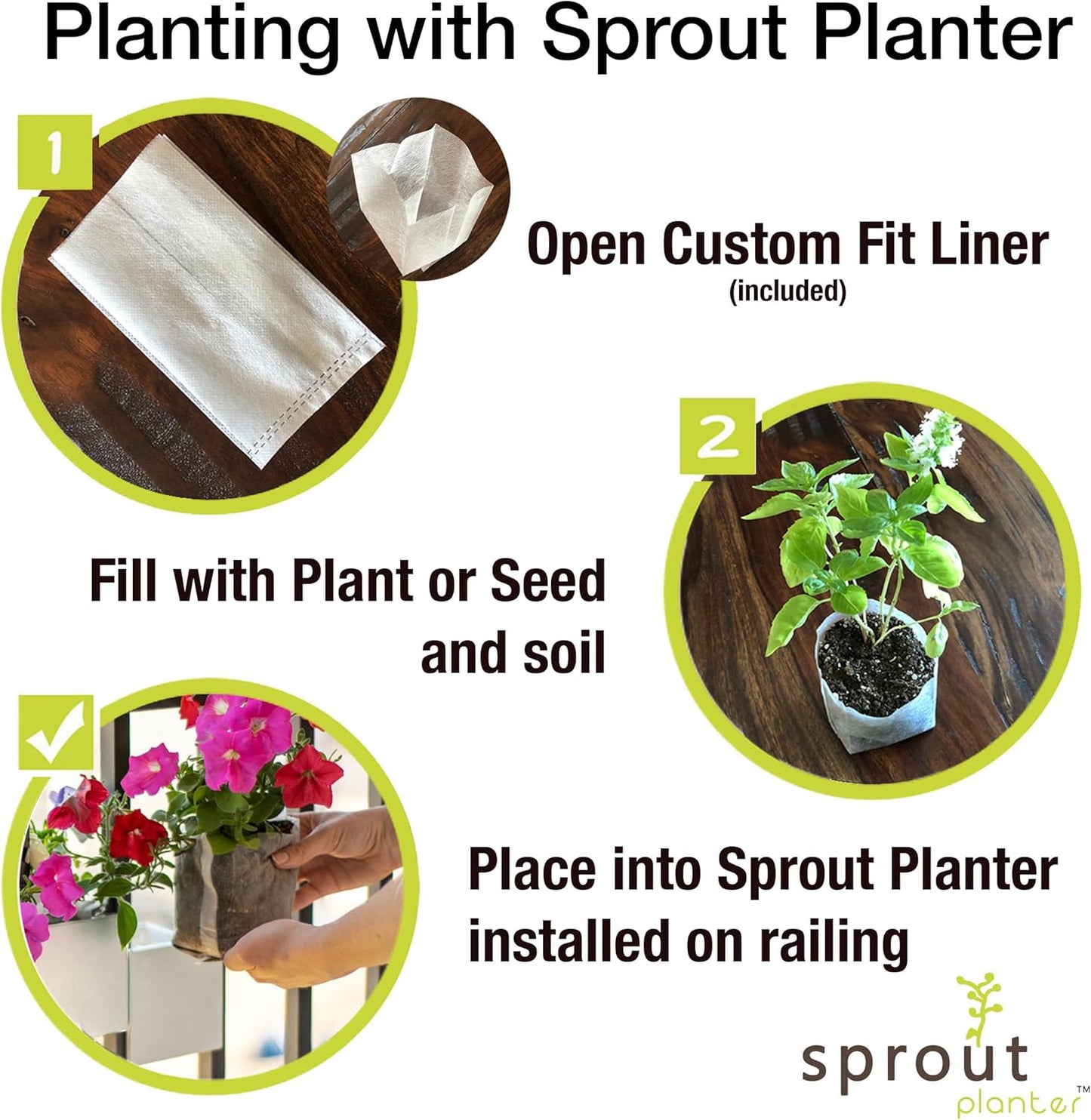 Railing Planter 5-Pack, White (4-inch) | Tool-Free Space-Saving Floating Flower Pots for Balcony Railings | Vertical Garden Railing Planters | UV-Protected, Made in USA