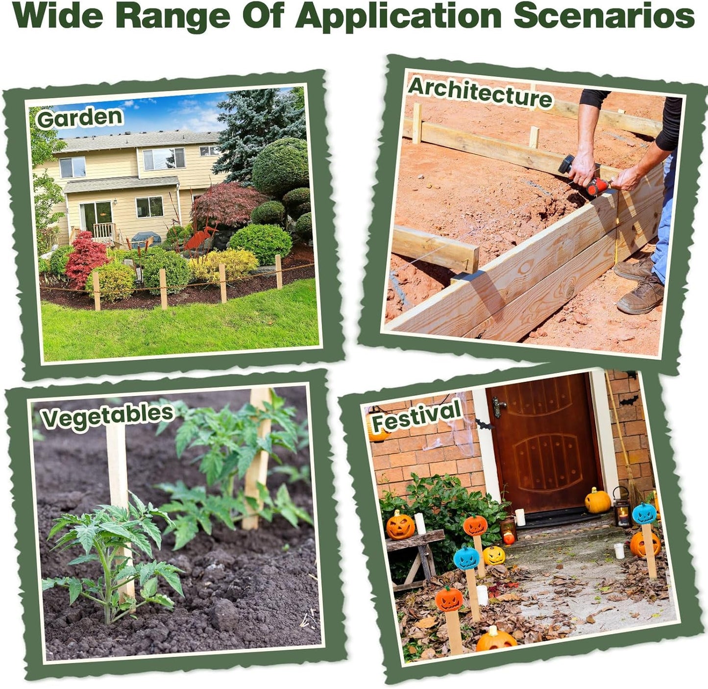 20 Pieces Wooden Garden Stakes 18 Inch Grade and Survey Stakes Wooden Garden and Sign Posts for Plant Support Silt Fence Yard Farm Survey Boundaries Baselines