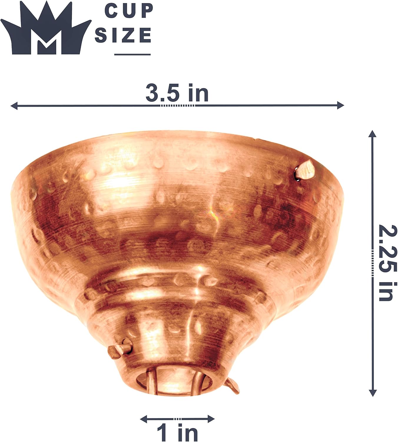 Monarch Rain Chains Pure Copper Eastern Hammered Cup Rain Chain, 8.5 Ft Decorative Rain Catcher Chain for Gutters, Large Rain Chains for Outside, Rain Gutter Replacement Downspout