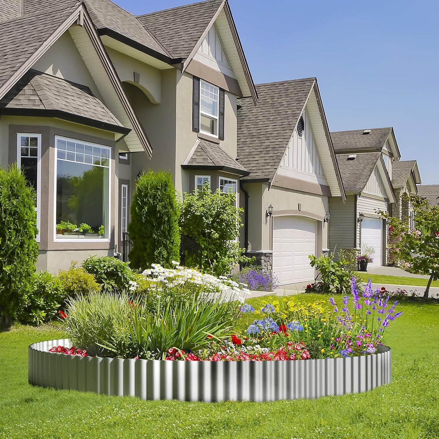 Land Guard Corrugated Garden Edging Border, 12" x 100' Landscape Paver Edging, Tall Landscape Edging, Fence for Garden, Flower Bed, Lawn and Landscape Edging (Silver)