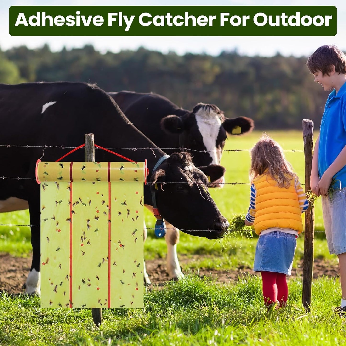 Qualirey Giant Sticky Fly Traps,30 Feet Fly Strips for Indoor Outdoor Hanging Flying Tapes Non Toxic Ribbon Fruit Gnat Killer for Mosquito Plants House Horse Stable (Fluorescent Green,5 Pcs)