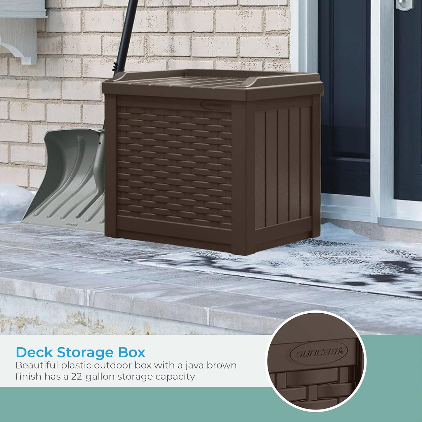 Suncast 22 Gallon Small Resin Storage Seat, Java, SSW600J