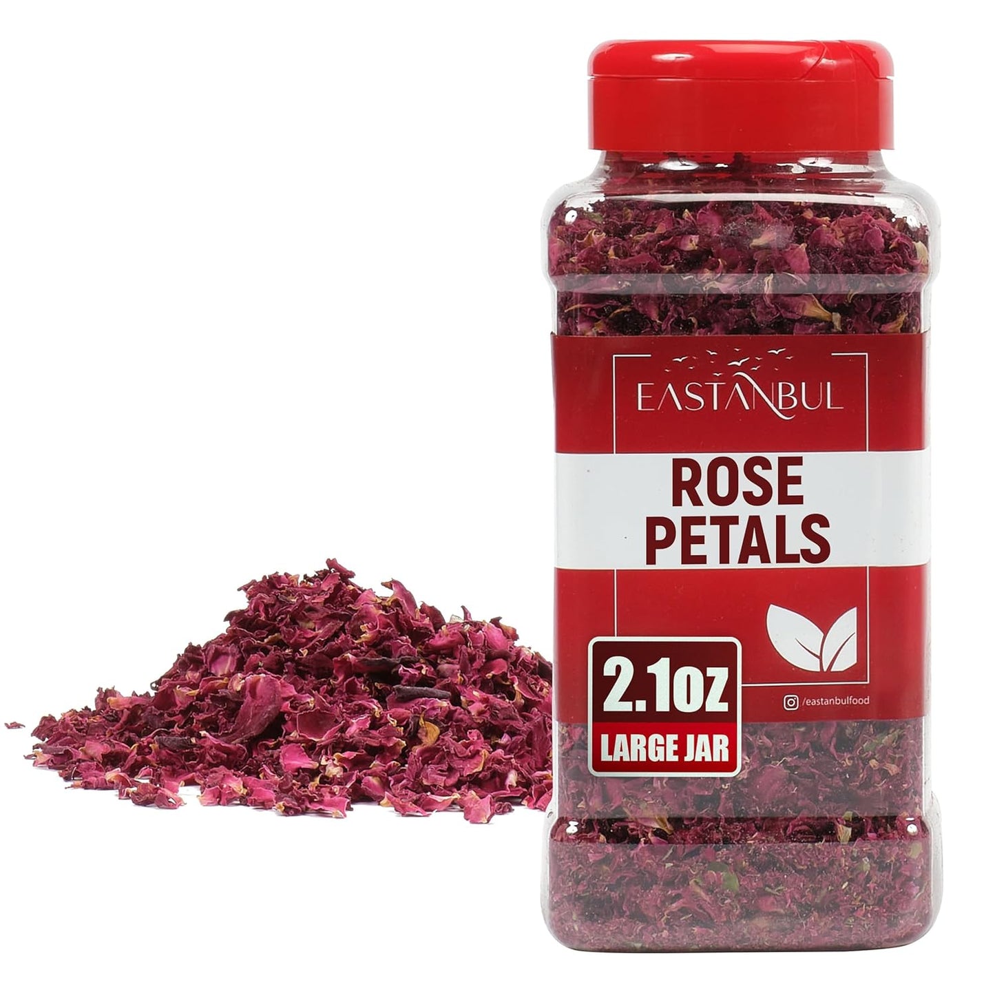Eastanbul Dried Rose Petals, 2.1oz, Premium Edible Rose Petals, Dried Flower for Herbal Tea, Decoration, Sprinkles, Dessert Topping, From Mediterranean Flowers, Natural, Vegan, Gluten Free, Non GMO
