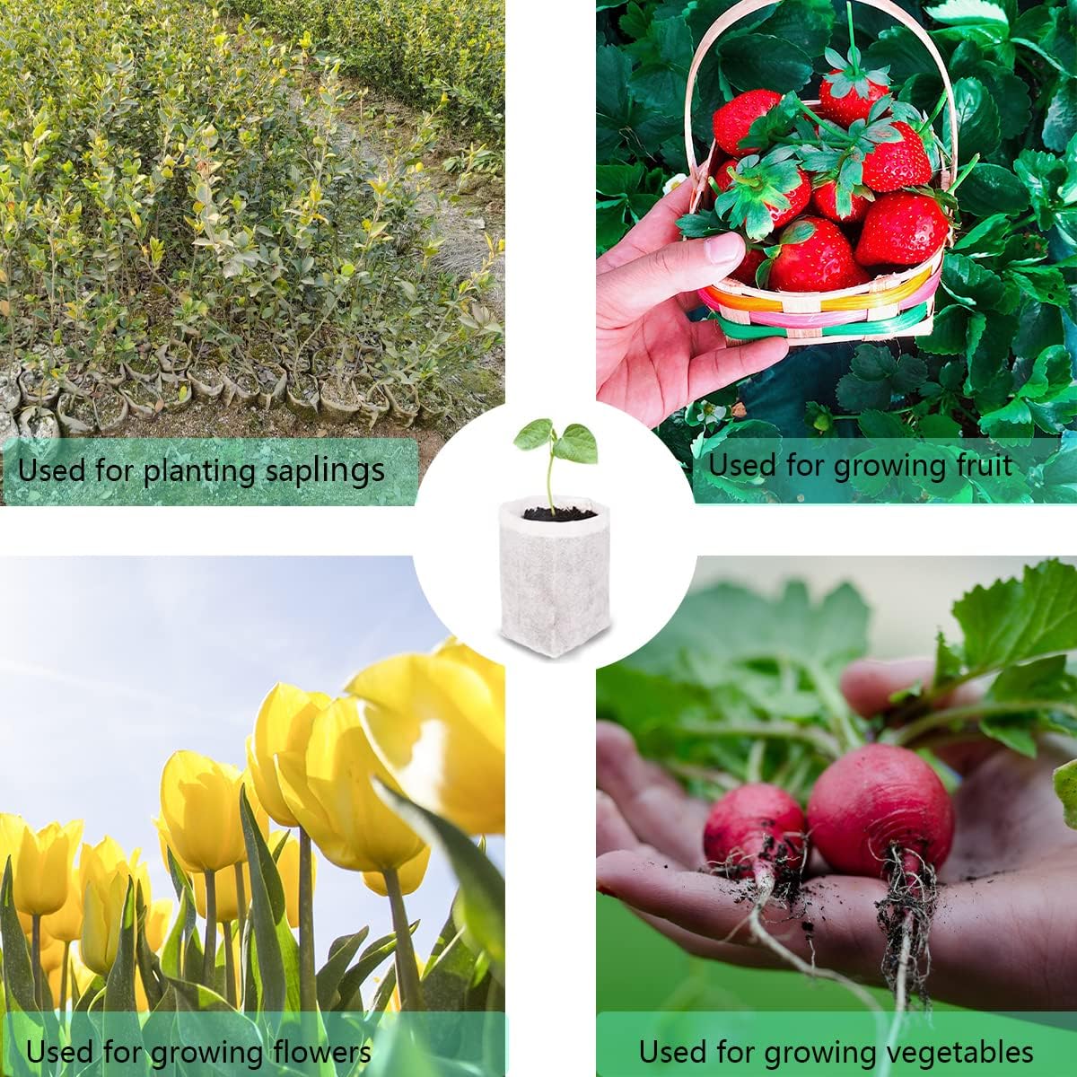 gardtree Plant Nursery Bags 4.7 * 5.5 inches 400PCS, Non-Woven Plant Grow Bags Fabric Seedling Starter for Vegetable Flower Fruit Saplings Tree, Home Garden Supply