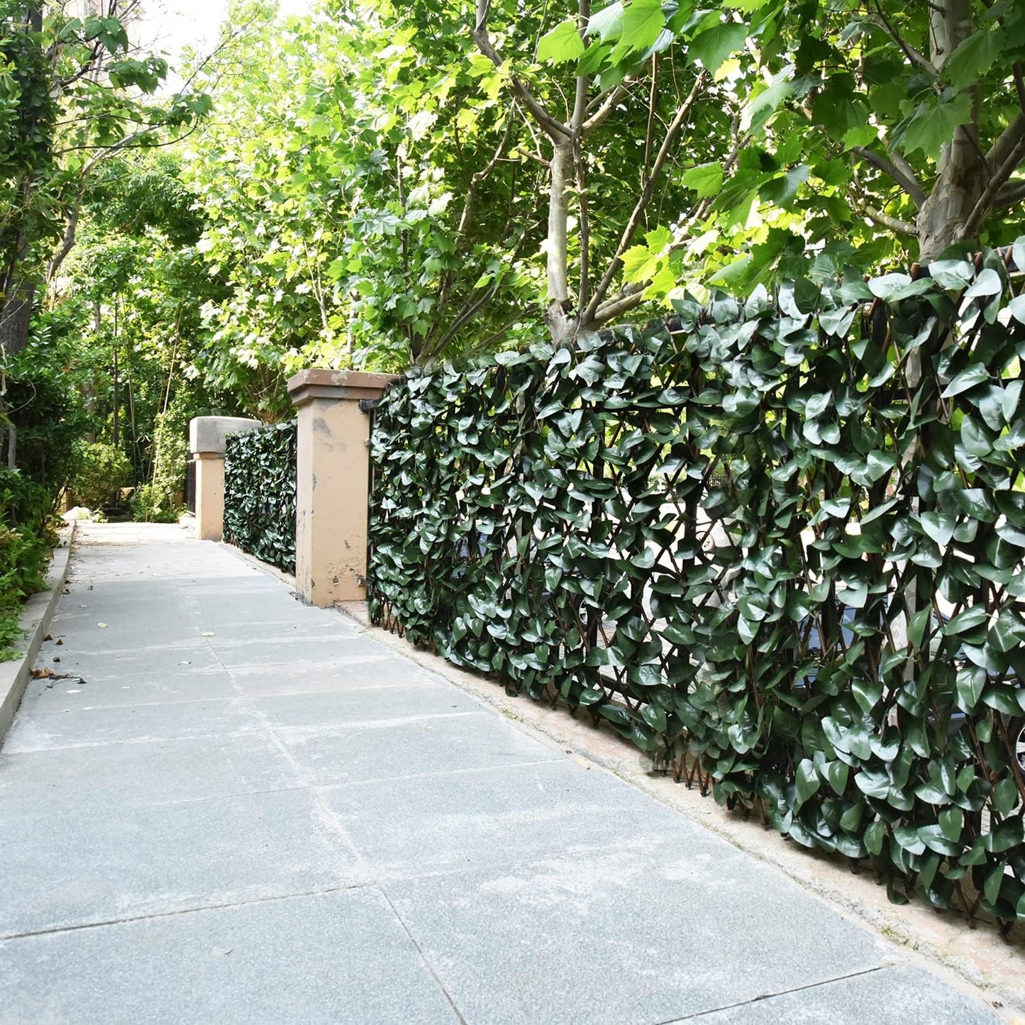 Expandable Faux Ivy Fence,Artificial Privacy Screen Decor for Outdoor Wall, Balcony and Patio, Single Sided Leaves (2, DarkGreen)
