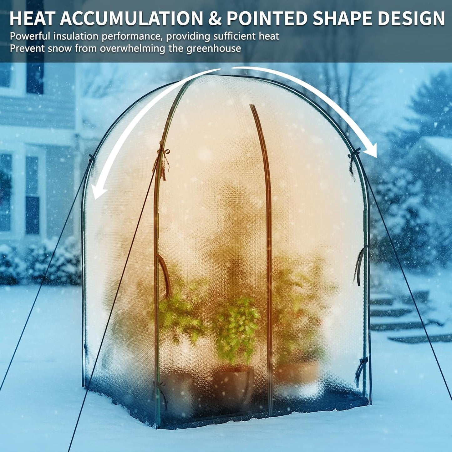 SUNYRISY Greenhouse for Outdoors with Waterproof Pad, Thick Bubble Film Cover Portable Small Mini Green House Kit for Outside, Walk in Zippered Door Grow Tent Plant Cover, 47" L x 47" W x 71" H