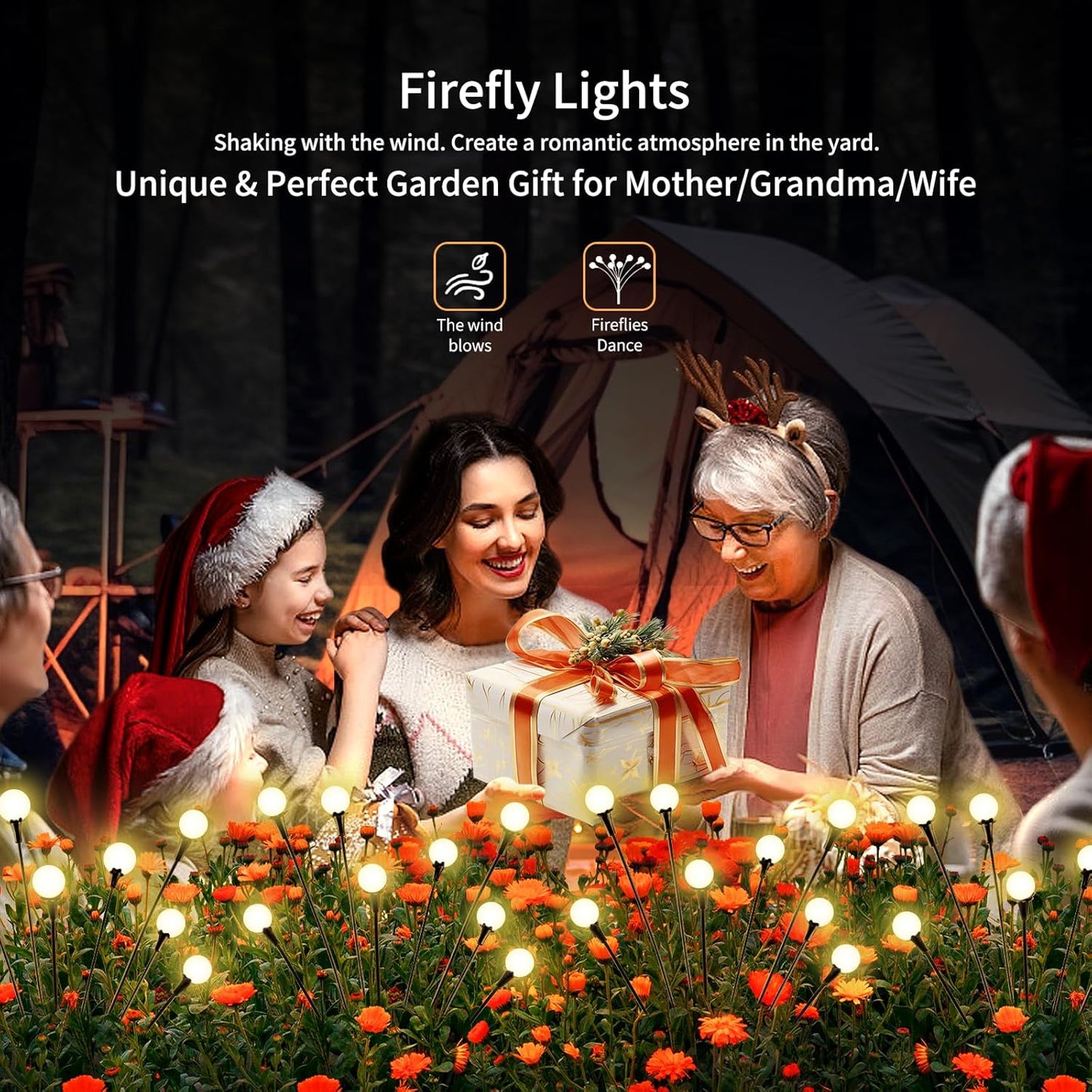 Solar Lights Outdoor Waterproof, 10 Packs 80LED, Solar Garden, Patio, Garden Decor, Patio Decor, Firefly Outdoor, Unique Gifts for Women, Gifts for Grandma