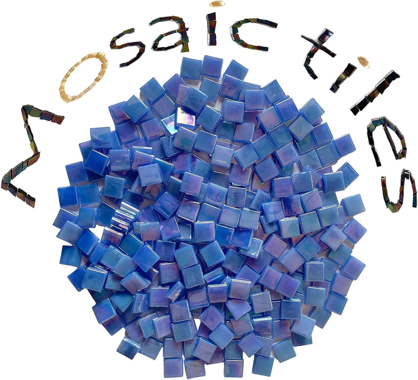 SMEIINIK 500g/1.1lb Bulk Iridescent Color Glass Mosaic Tiles for Crafts,Square Glass Mosaic Pieces for Mosaic Works,Mosaic Material (WJ17-18)