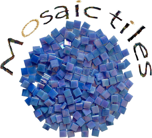 SMEIINIK 500g/1.1lb Bulk Iridescent Color Glass Mosaic Tiles for Crafts,Square Glass Mosaic Pieces for Mosaic Works,Mosaic Material (WJ17-18)